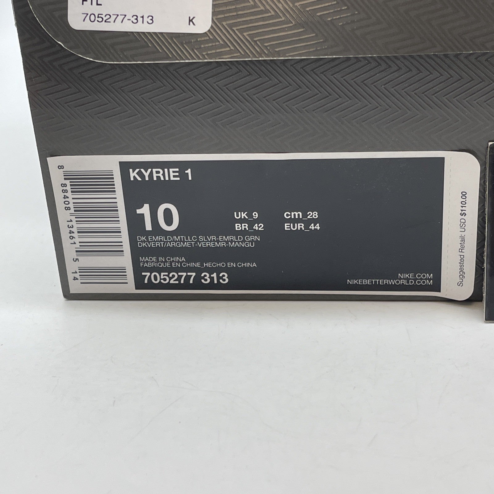 Size 10 - Nike Kyrie 1 Flytrap Green Silver Suede Leather (705277-313)