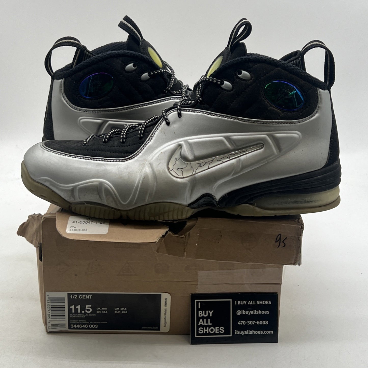 Size 11.5 - Nike 1/2 Cent Black Silver (344646-003)