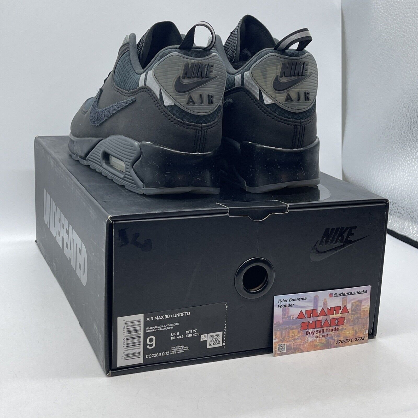 Size 9 - Nike Undefeated x Air Max 90 Anthracite Black Grey Suede (CQ2289-002)