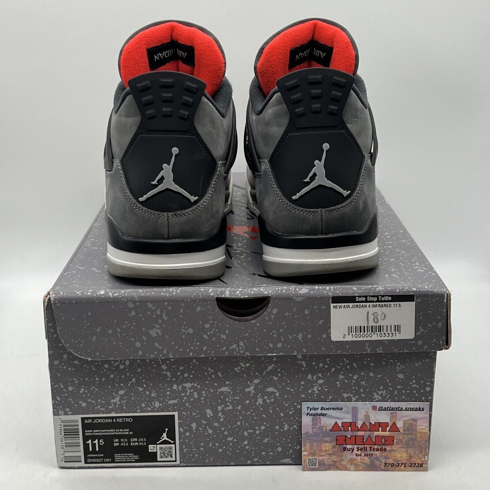 Size 11.5 - Jordan 4 Retro Mid Infrared Grey Black White Suede (DH6927-061)