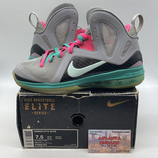 Size 7.5 - Nike LeBron 9 P.S. Elite South Beach Grey Suede Pink (516958-001)