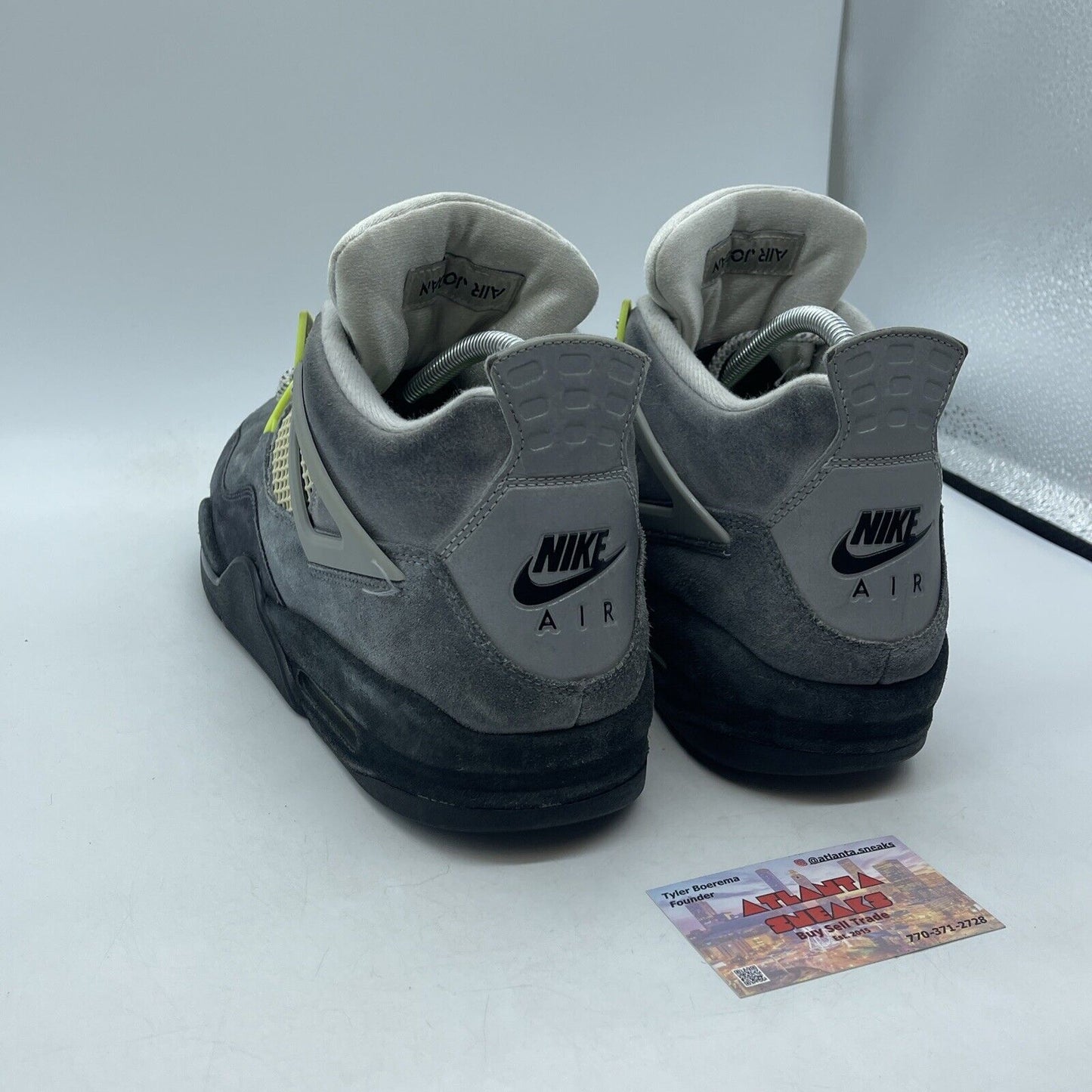 Size 12 - Jordan 4 Retro SE Mid Neon 95 Black Grey Suede Leather (CT5342-007)