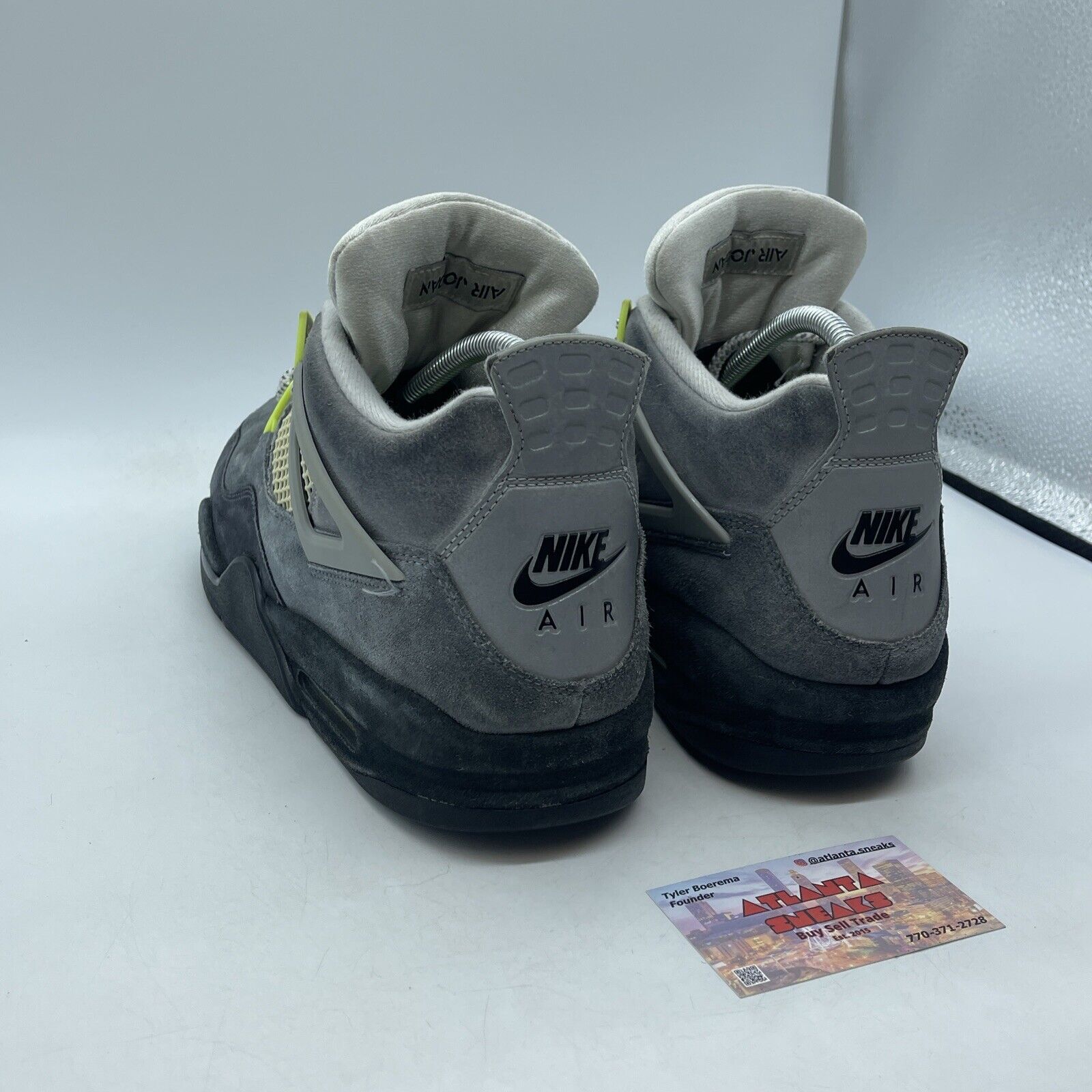 Size 12 - Jordan 4 Retro SE Mid Neon 95 Black Grey Suede Leather (CT5342-007)