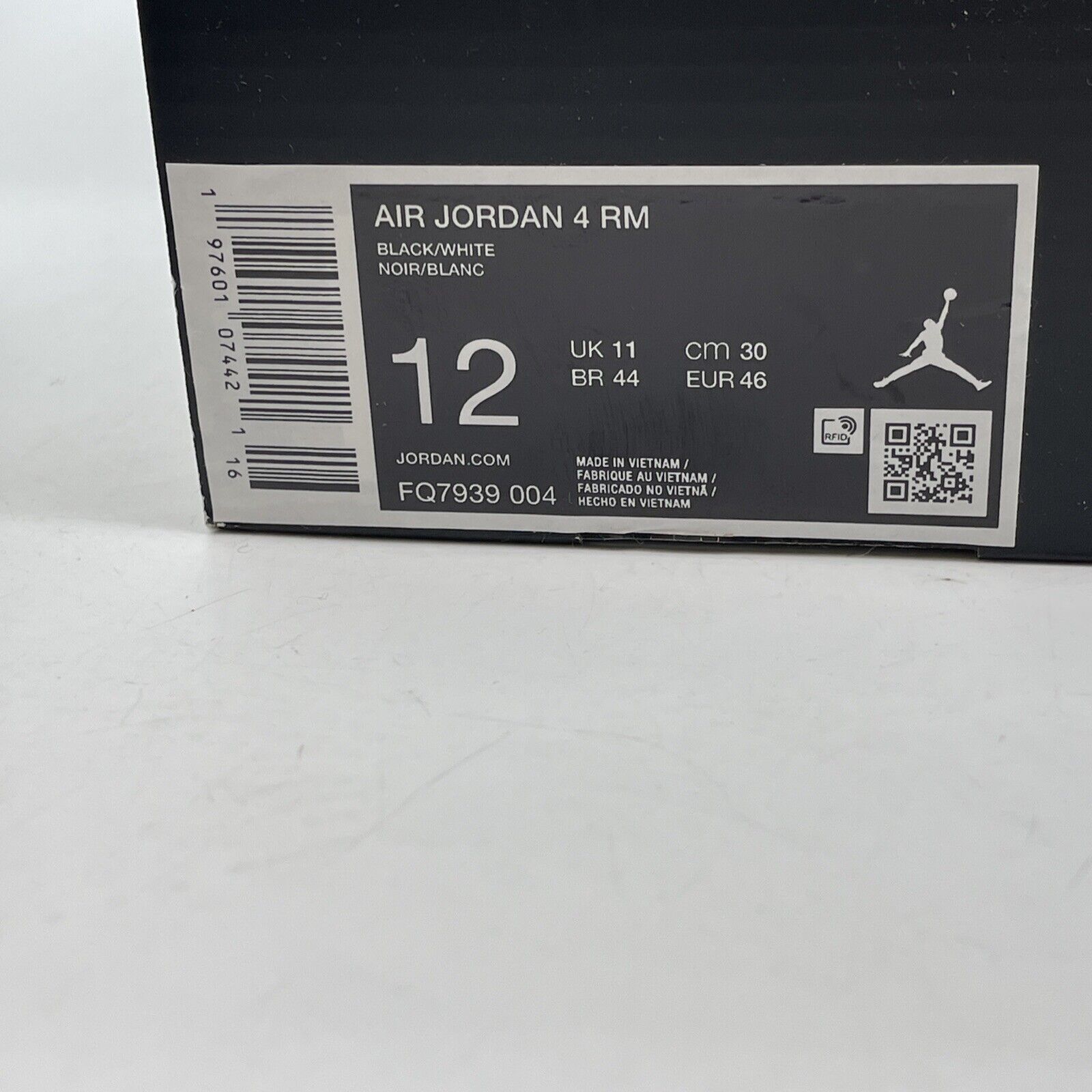 Size 12 - Jordan 4 Retro Mid Black Cat White Suede Rubber (FQ7939-004)