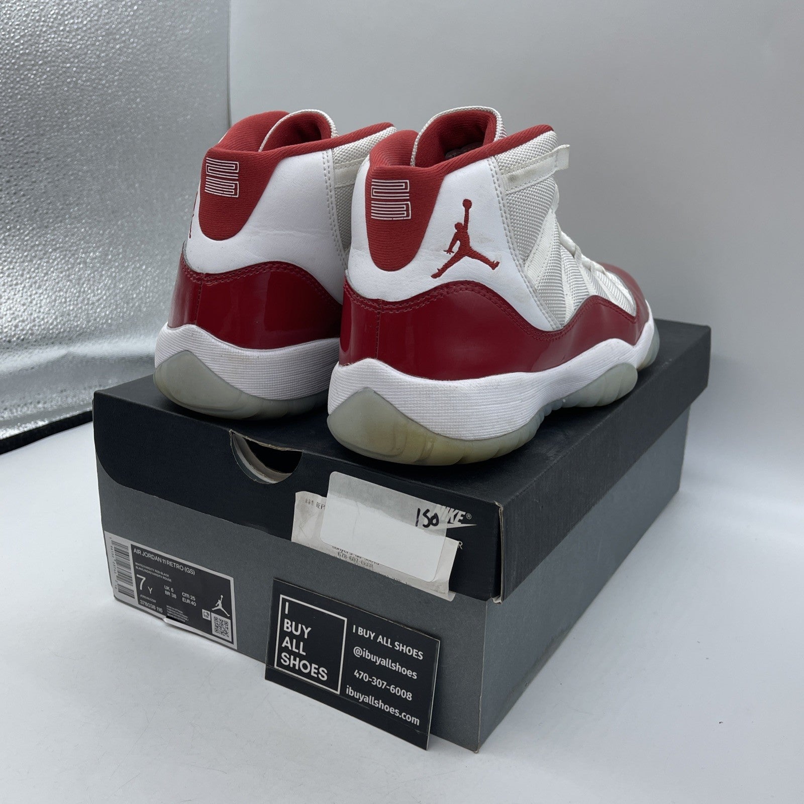 Size 7Y (GS) - Jordan 11 Retro Mid Cherry Red White Leather
