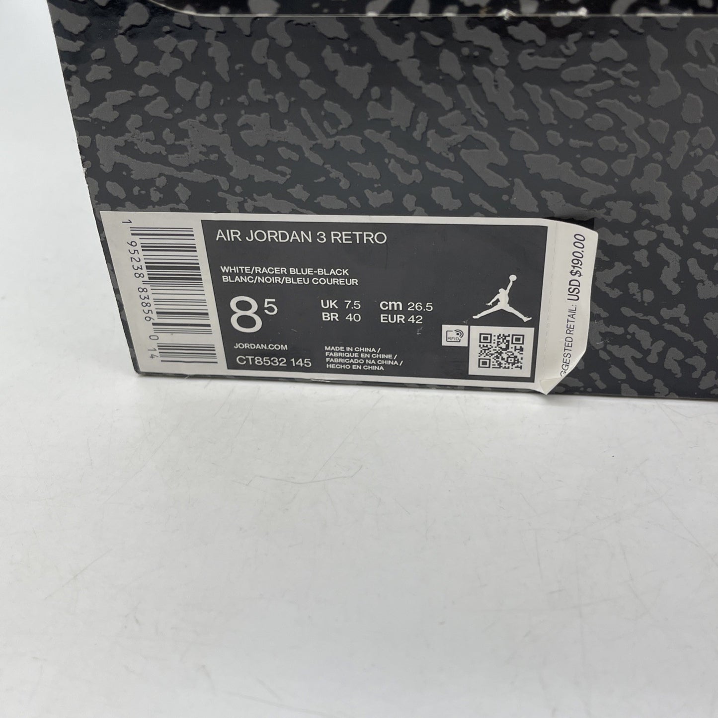Size 8.5 - Jordan 3 Retro Mid Racer Blue White Black Suede Leather (CT8532-145)