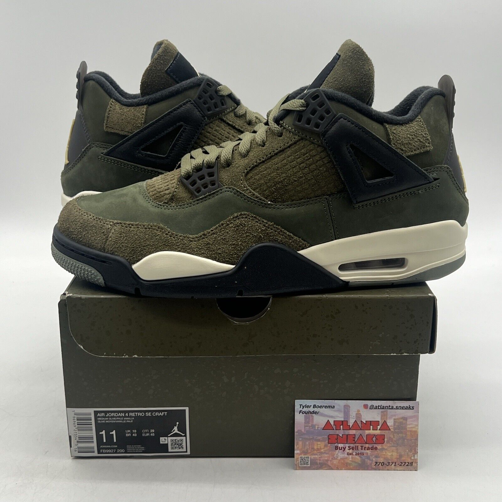 Size 11 - Jordan 4 SE Retro Low Craft - Olive Black Suede (FB9927-200)