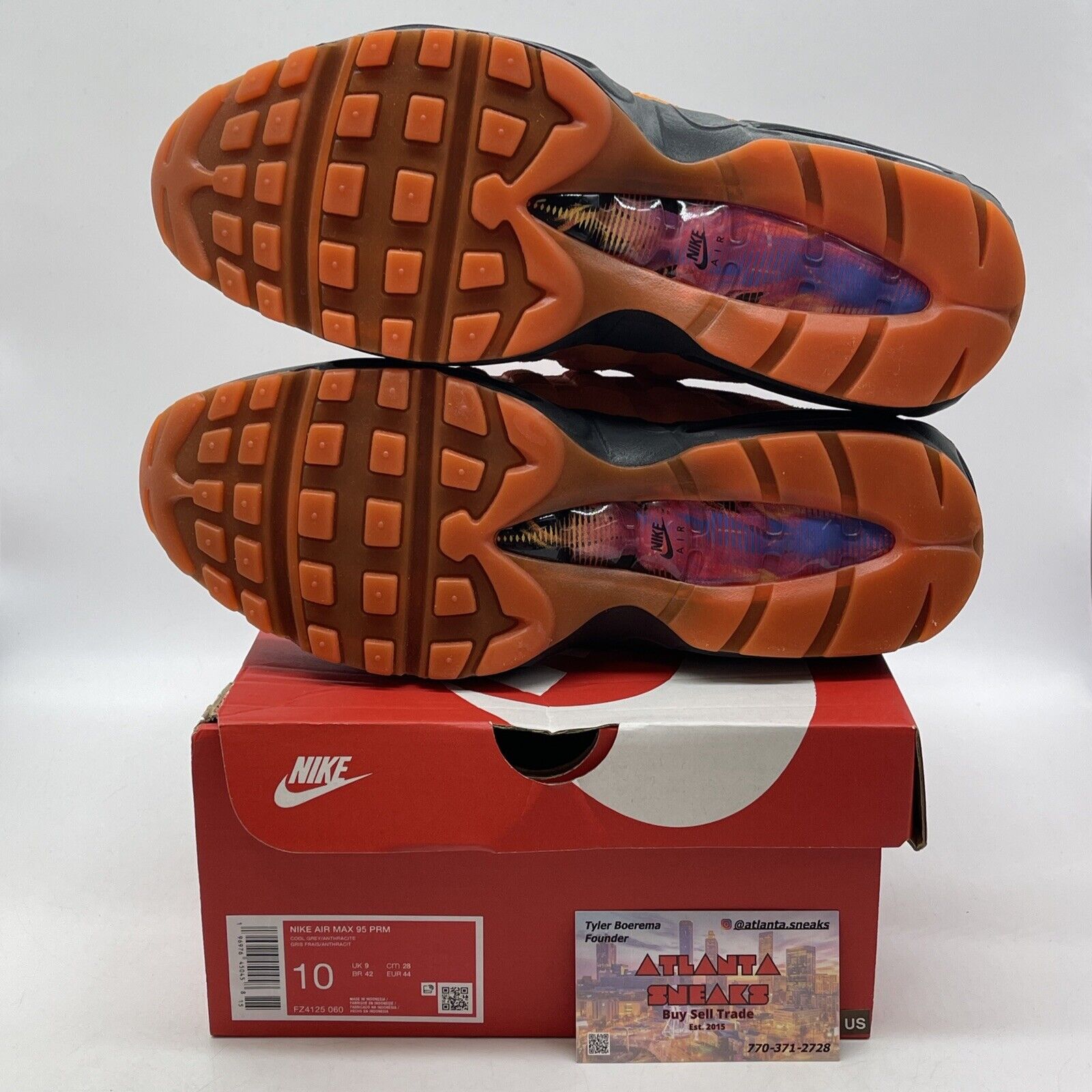 Size 10 - Nike Air Max 95 Premium Atlanta Red Orange Grey Suede (Fz4125-060)