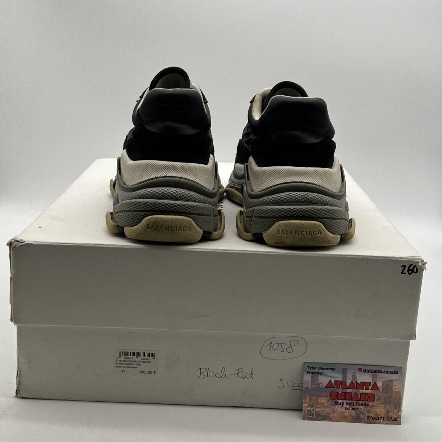 Size 8- Balenciaga Triple S Mens V2 Black Burgundy Nylon Speed Trainer