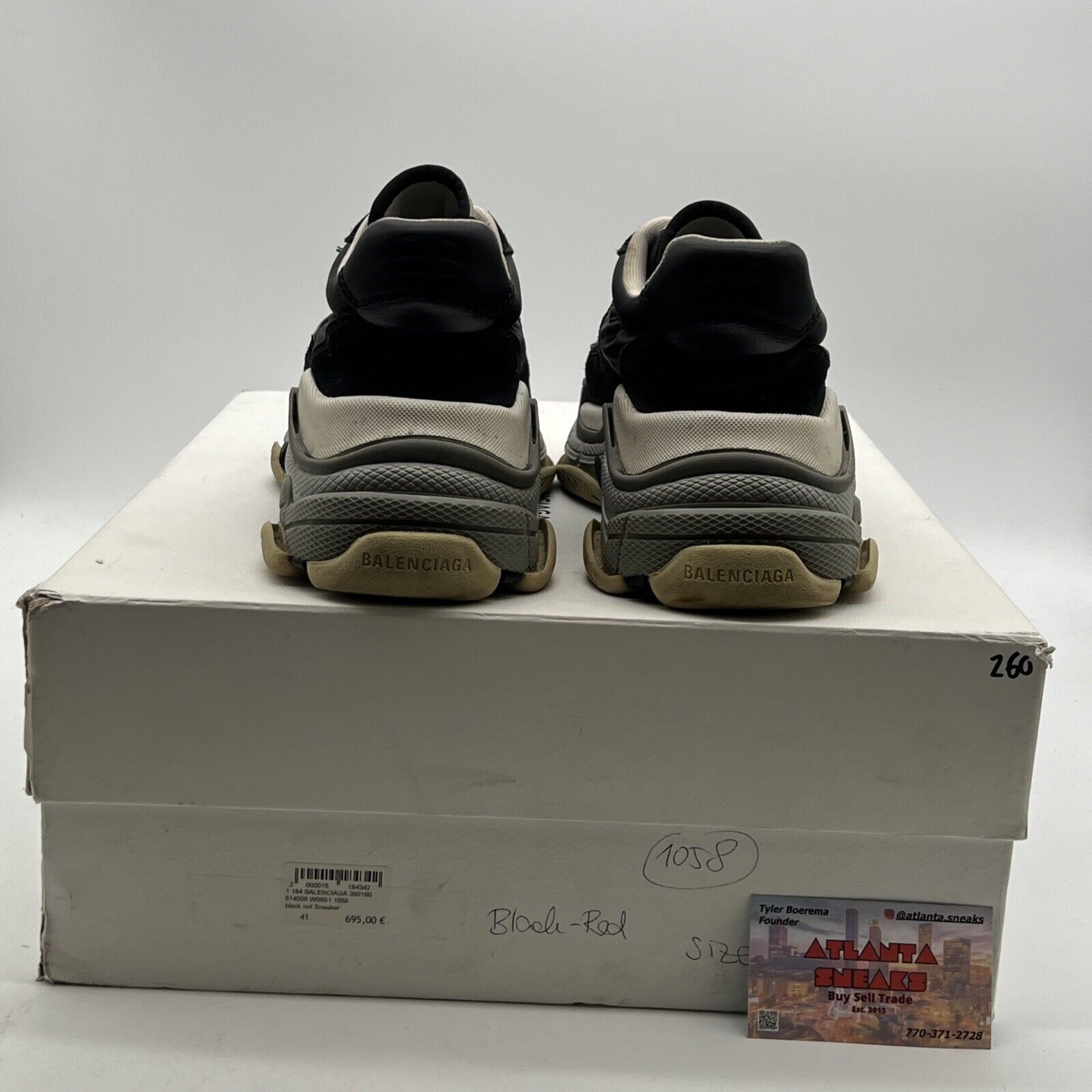 Size 8- Balenciaga Triple S Mens V2 Black Burgundy Nylon Speed Trainer
