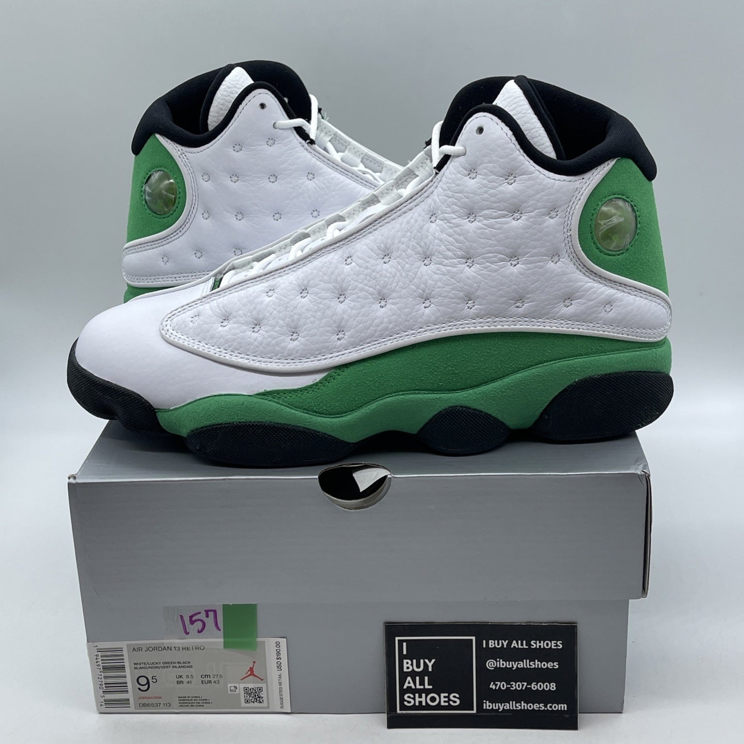 Size 9.5 - Air Jordan 13 Retro Lucky Green 2020 Suede Leather (DB6537-113)