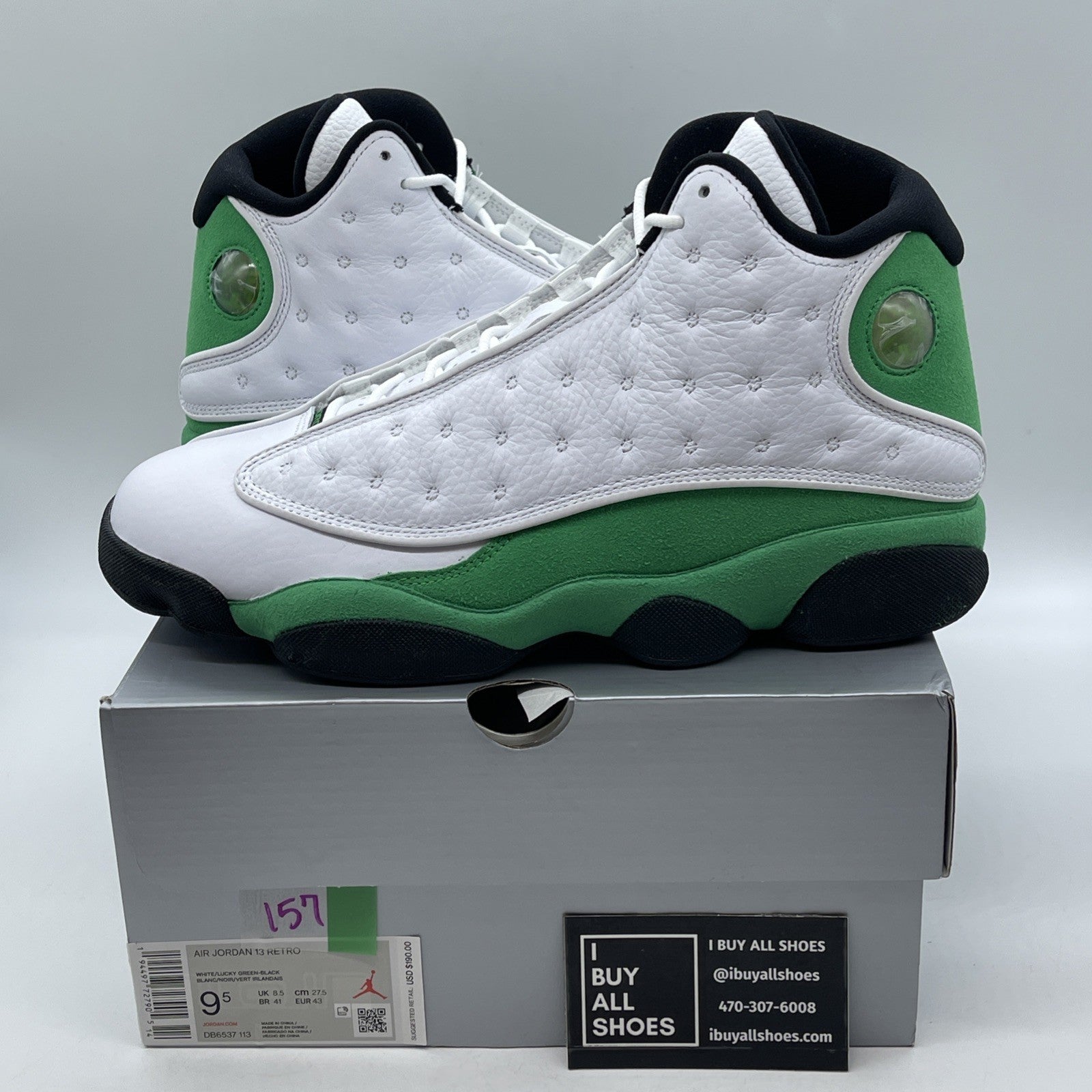 Size 9.5 - Air Jordan 13 Retro Lucky Green 2020 Suede Leather (DB6537-113)
