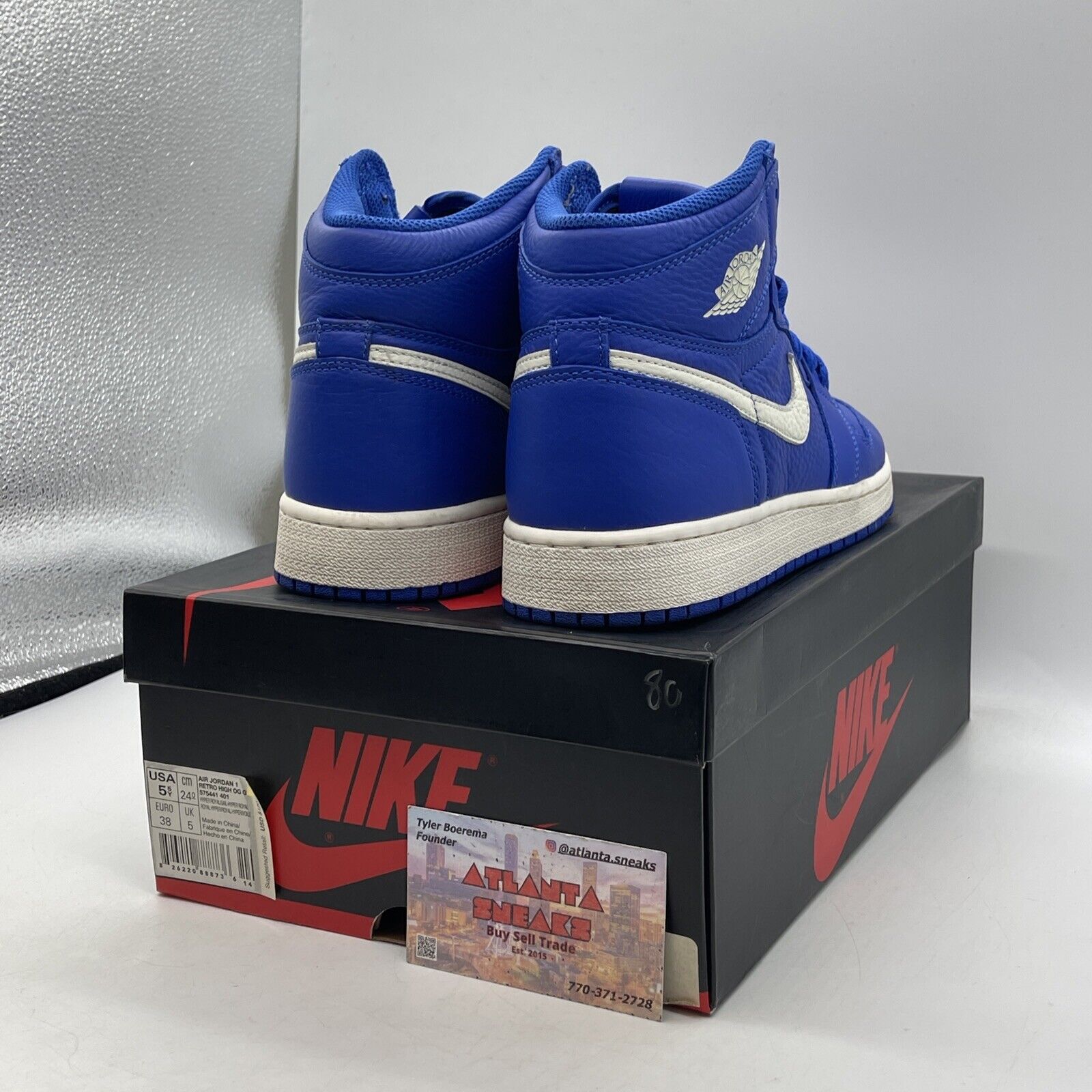 Size 5.5Y - Nike Air Jordan 1 Retro High OG GS Shoes Hyper Royal (575441-401)