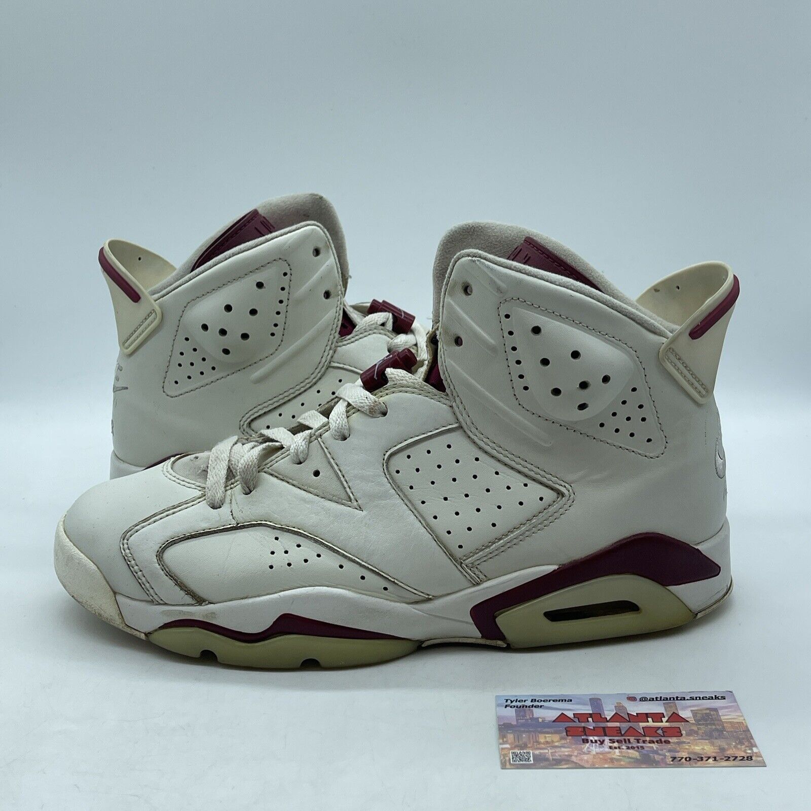 Size 9.5 - Air Jordan 6 Retro 2015 Maroon White Leather (384664-116)