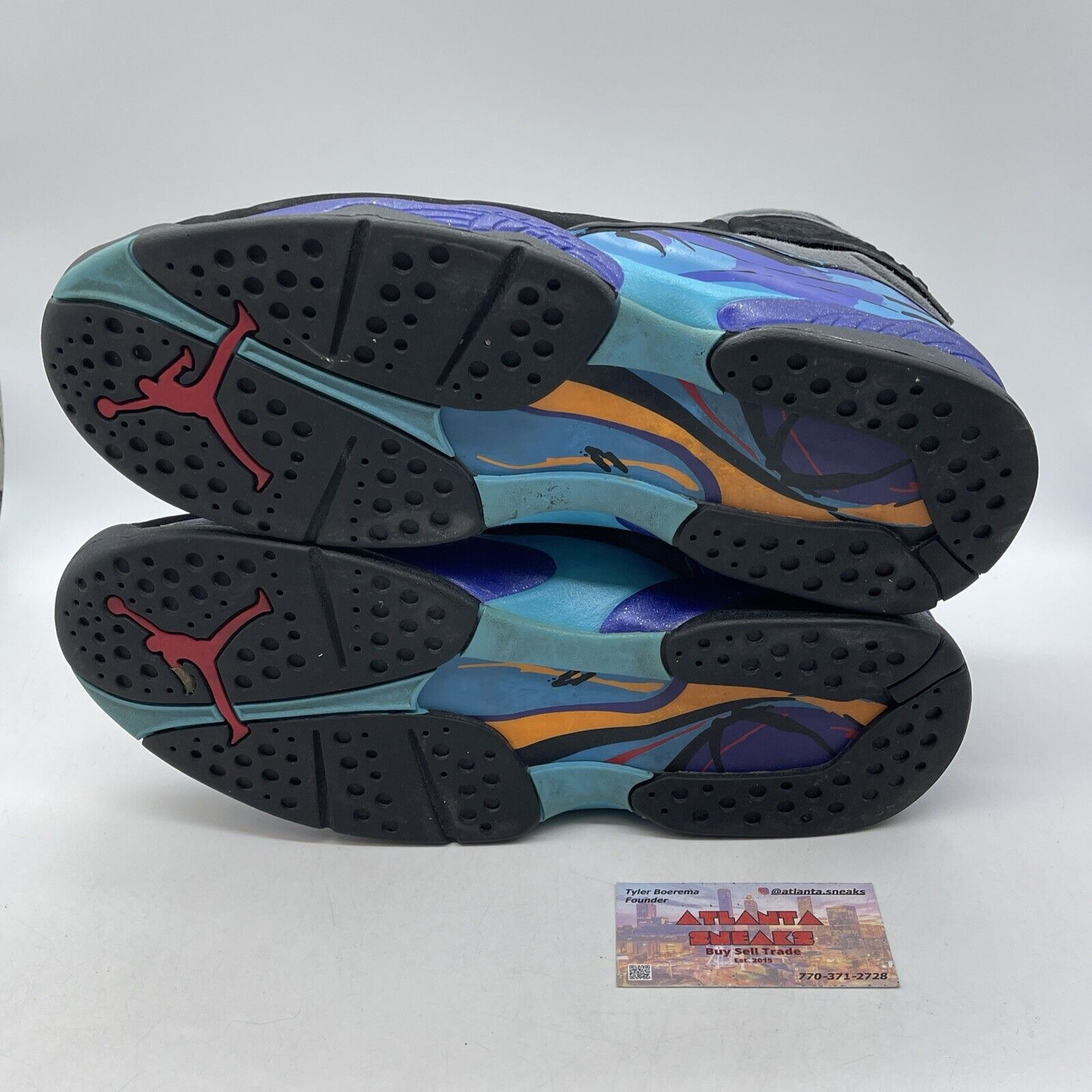 Size 13 - Air Jordan 8 Retro 2007 Aqua Purple Leather  Black Suede (305381-025)