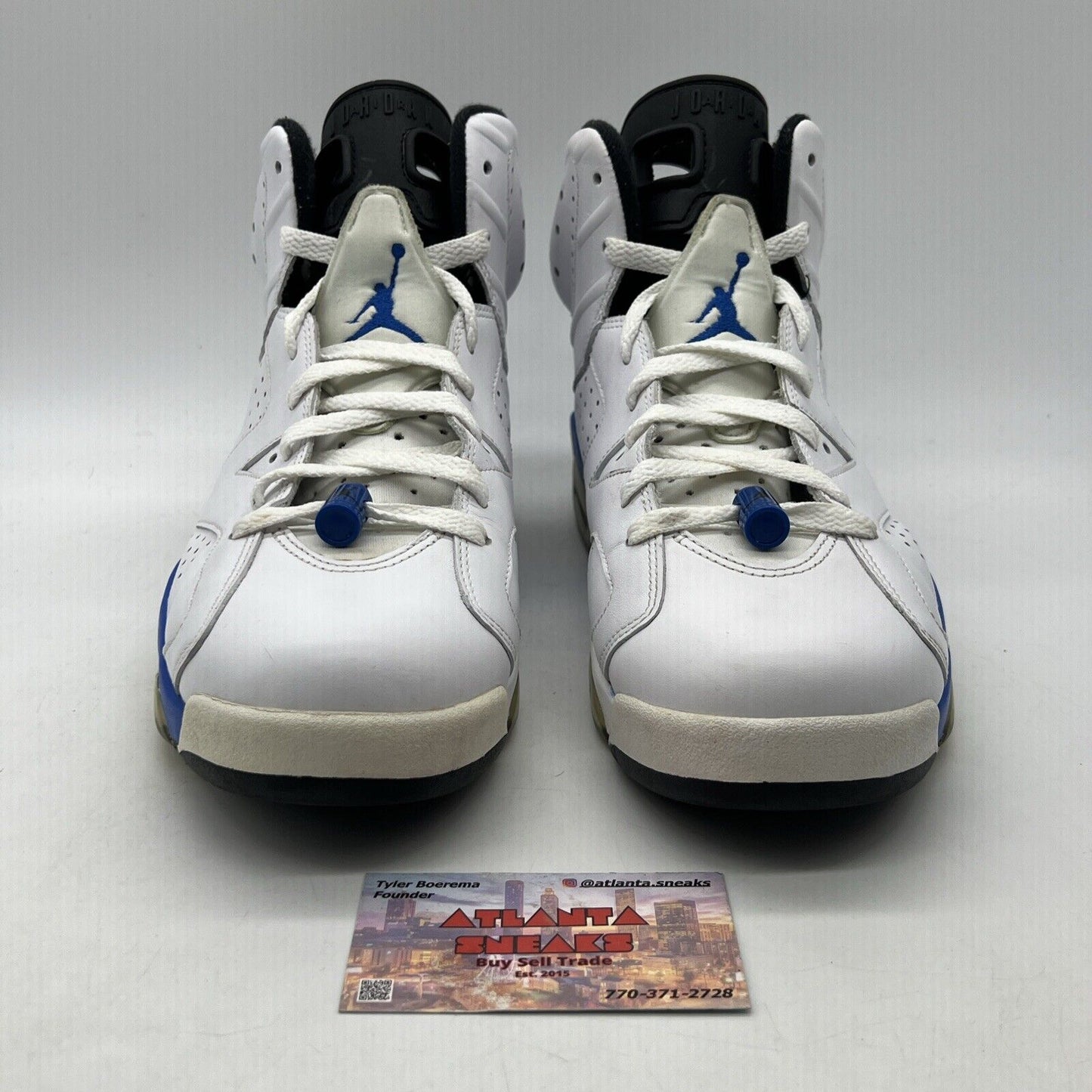 Size 11 - Air Jordan 6 Retro 2014 Sport Blue White Black Leather (384664-107)