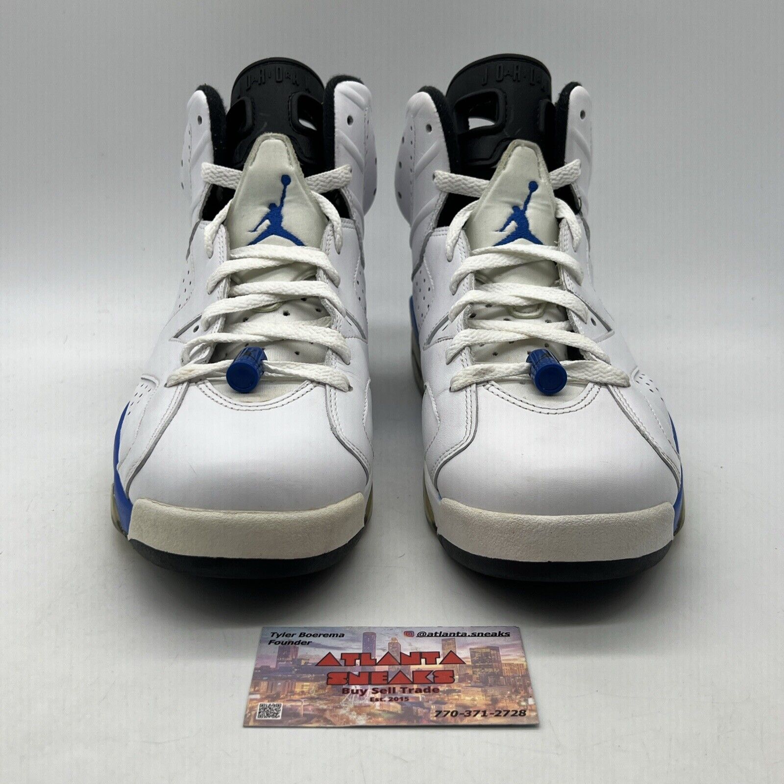 Size 11 - Air Jordan 6 Retro 2014 Sport Blue White Black Leather (384664-107)