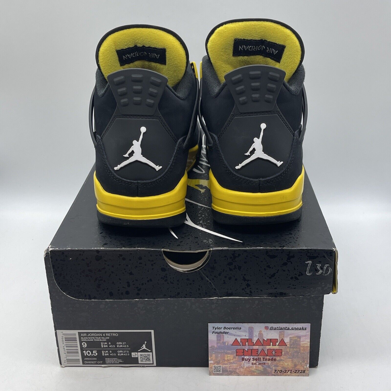 Size 9 - Jordan 4 Retro Mid Thunder Yellow Leather Black Suede (DH6927-017)