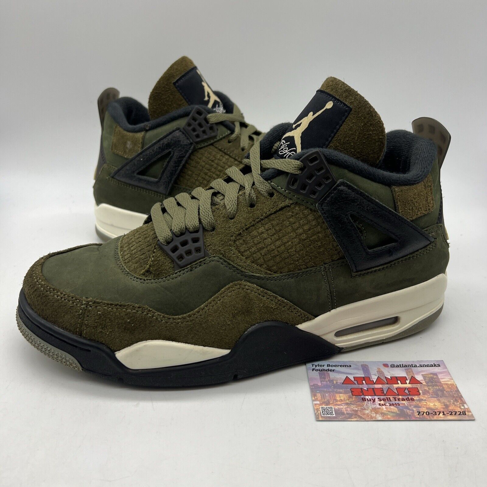 Size 10 - Jordan 4 SE Retro Low Craft - Olive Black White Suede (FB9927-200)