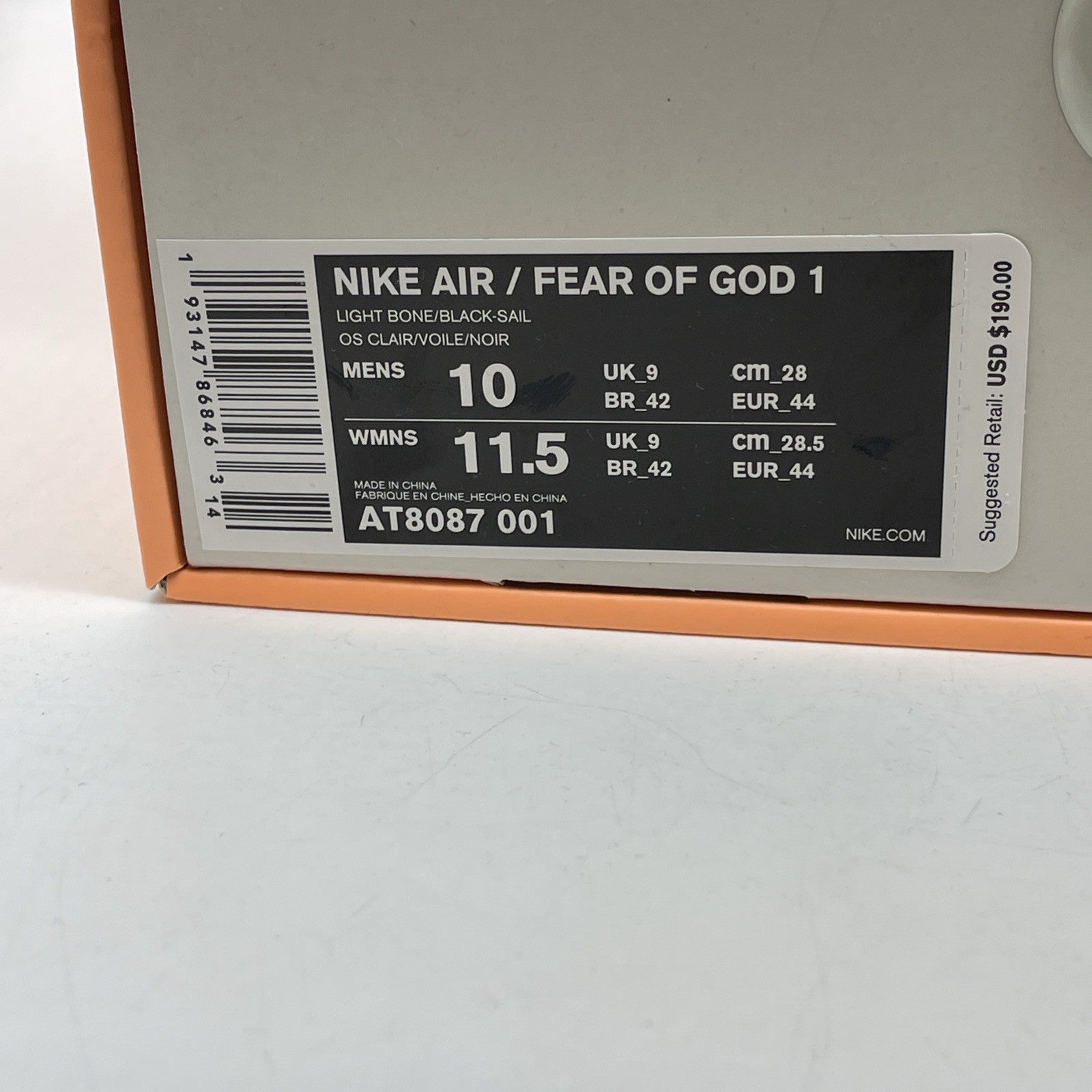 Size 10 - Nike Air Fear Of God Raid Light Bone Tan Black Suede (AT8087-001)