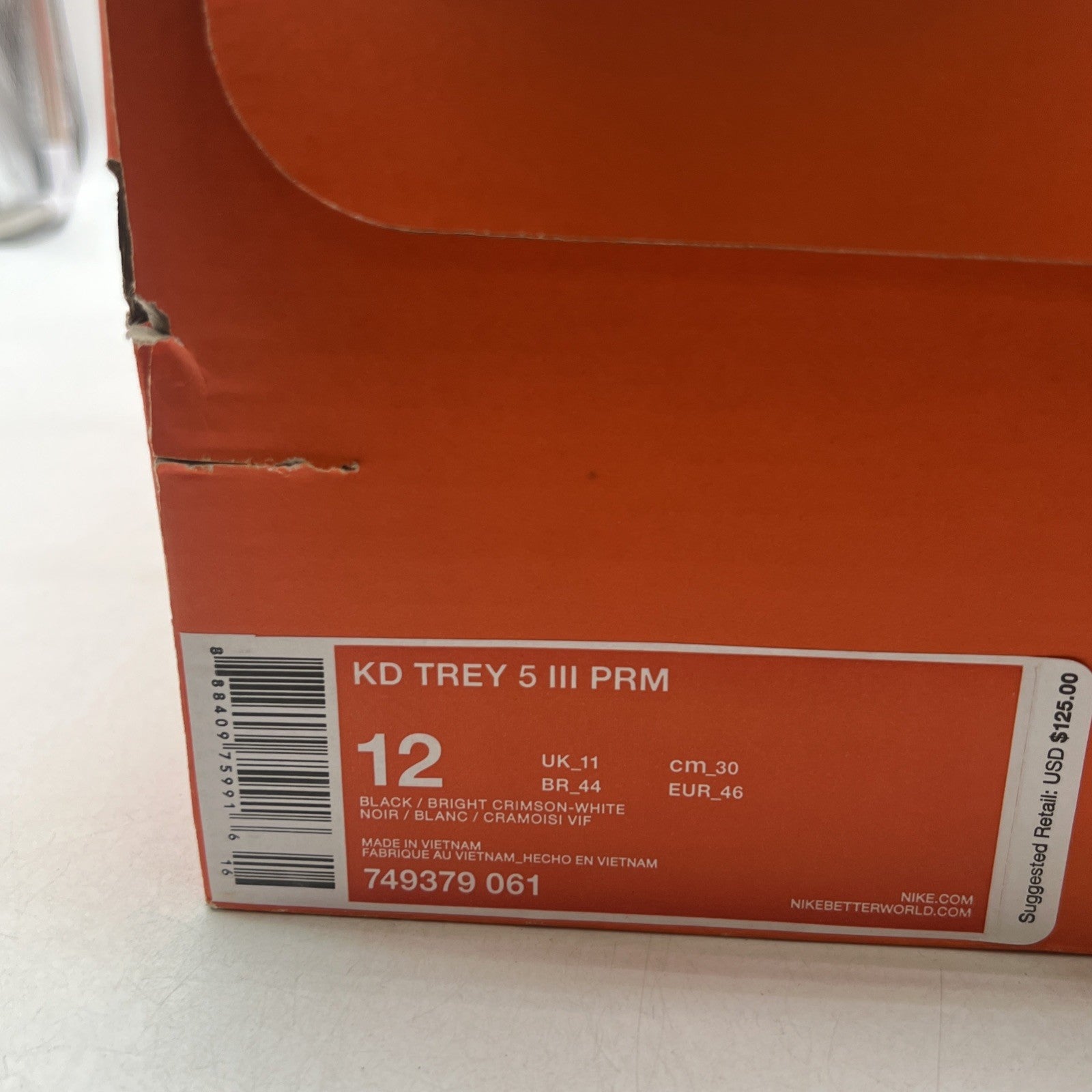 Size 12 - Nike KD Trey 5 III PRM Bright Crimson (749379-061)