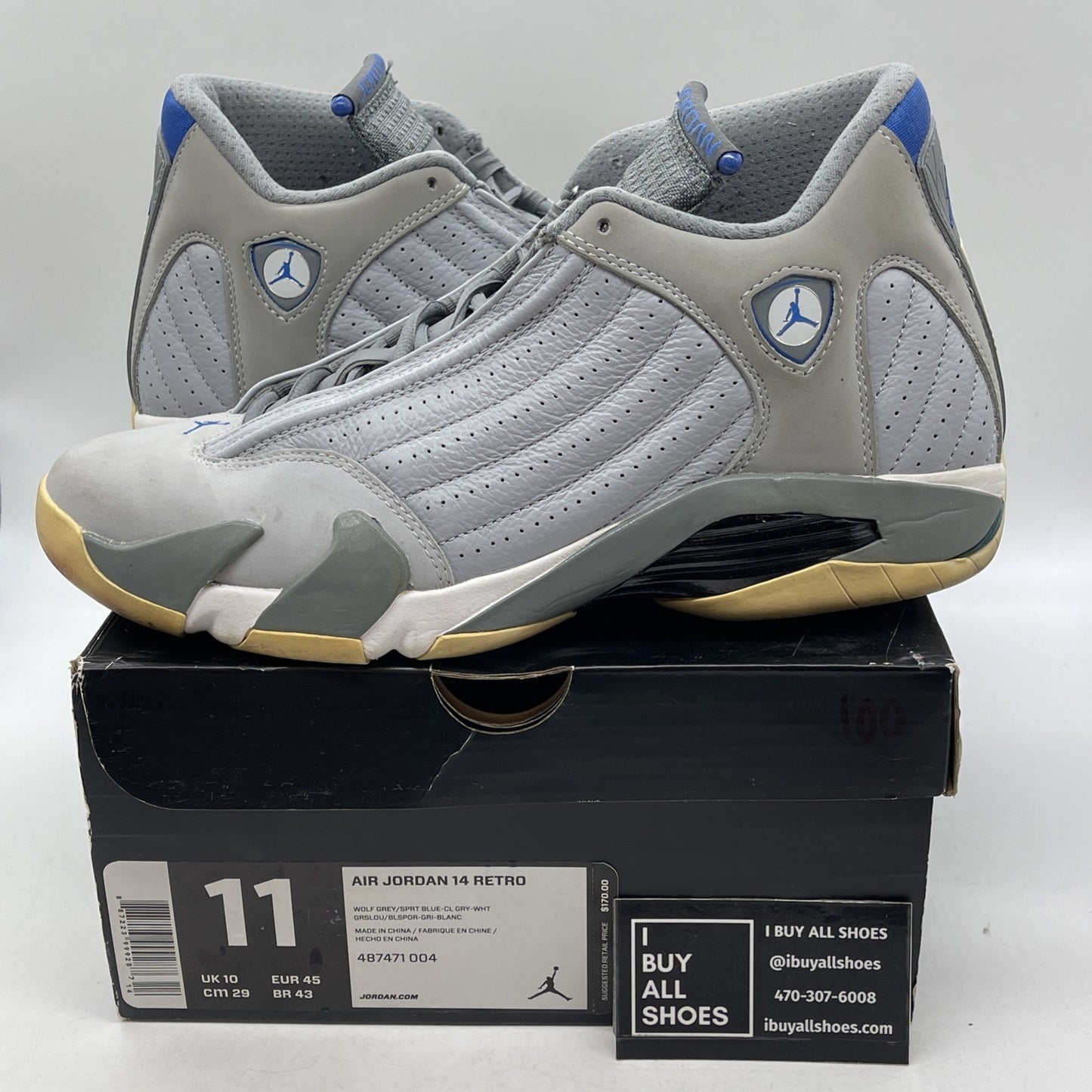 Size 11 - Air Jordan 14 Retro Wolf Grey (487471-004)