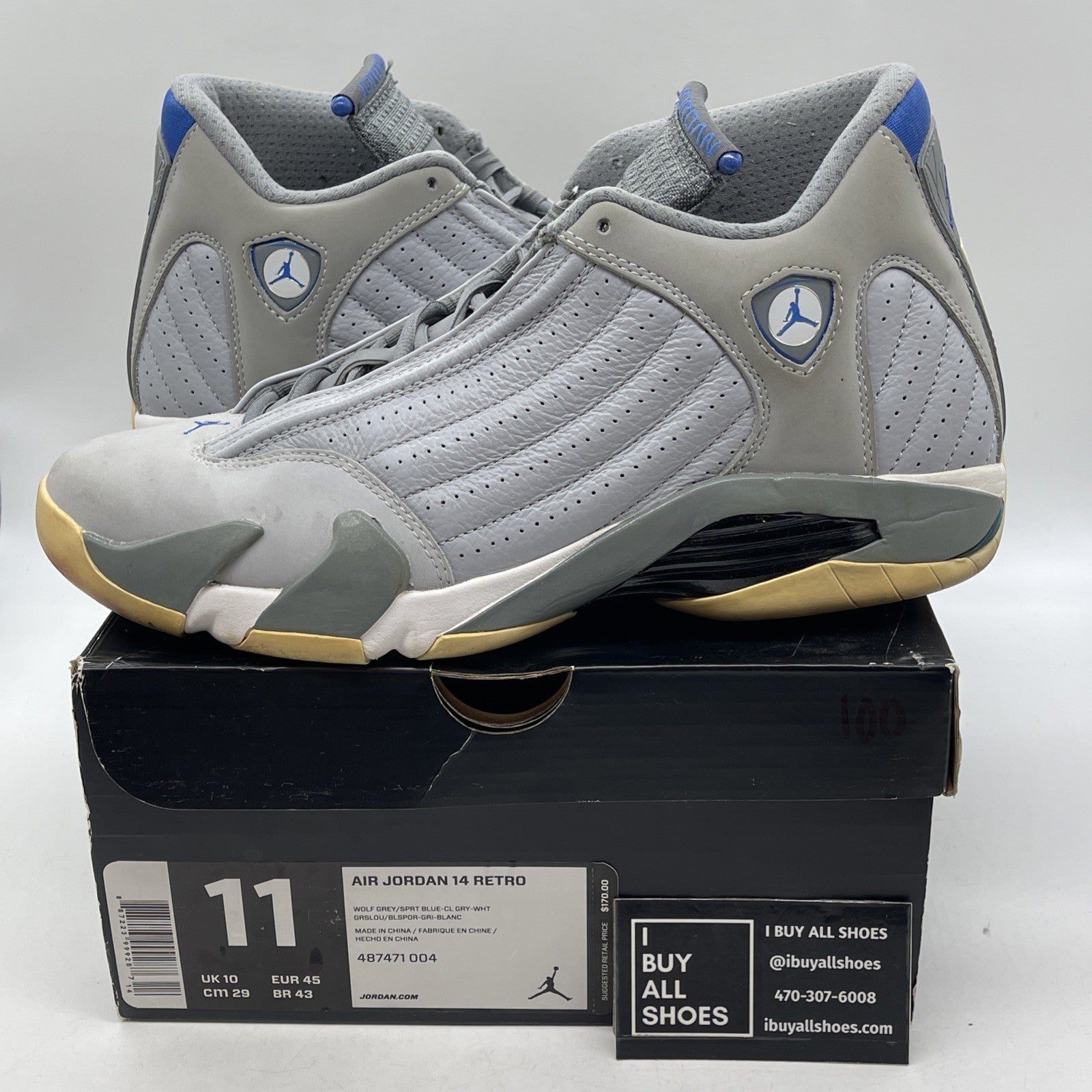 Size 11 - Air Jordan 14 Retro Wolf Grey (487471-004)