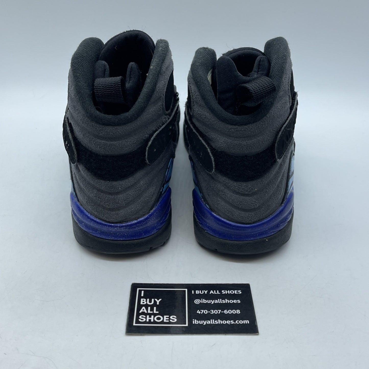 Size 8 - Jordan 8 Retro Aqua 2015 Black Grey Purple Blue Suede (305381-025)