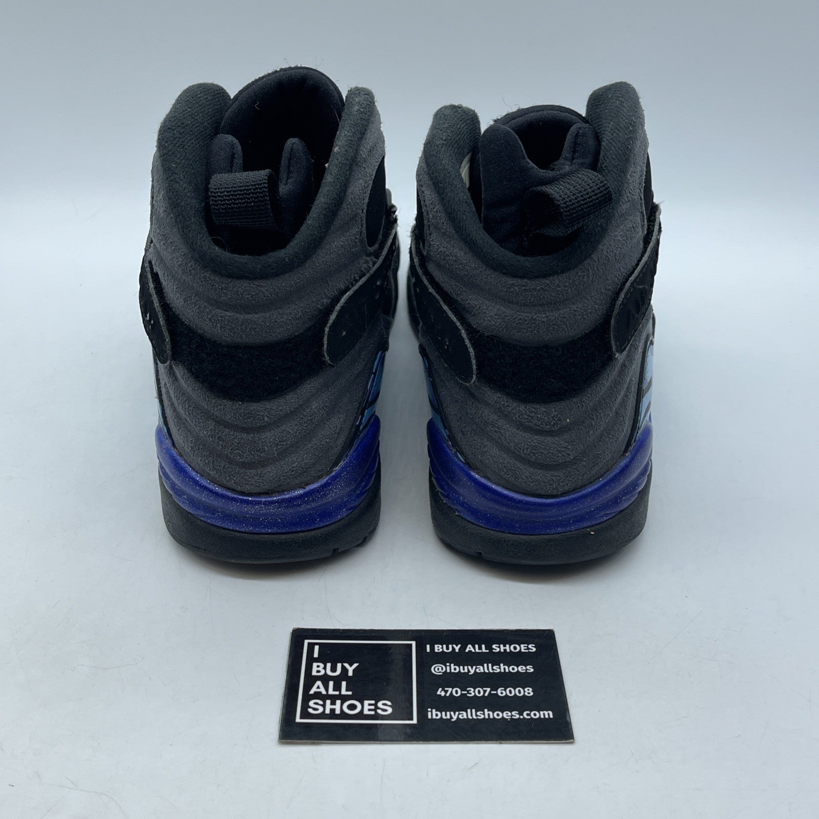 Size 8 - Jordan 8 Retro Aqua 2015 Black Grey Purple Blue Suede (305381-025)