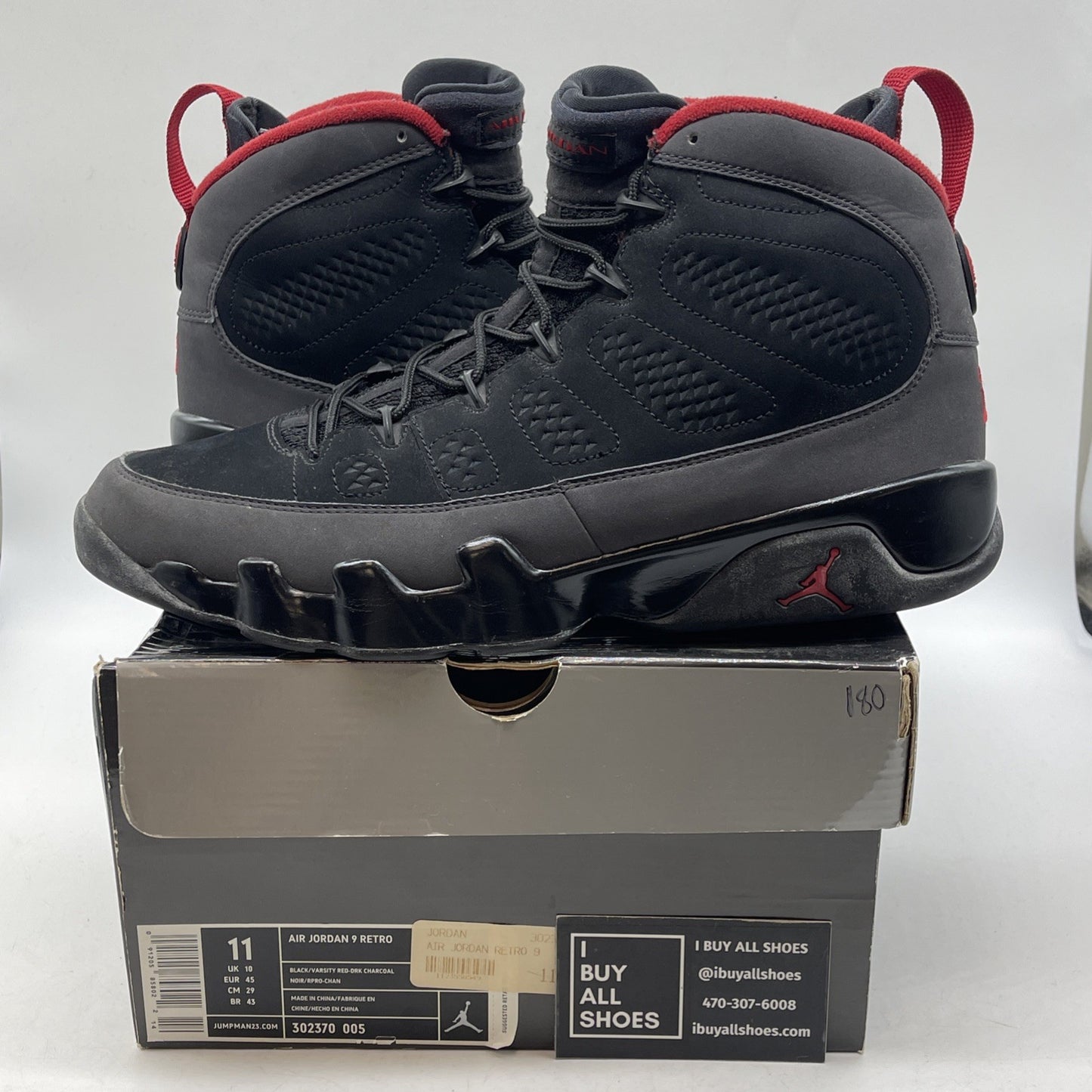Size 11 - Air Jordan 9 Retro 2010 Charcoal Grey Black Suede (302370-005)