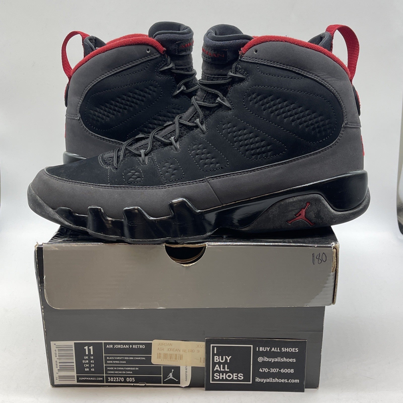 Size 11 - Air Jordan 9 Retro 2010 Charcoal Grey Black Suede (302370-005)