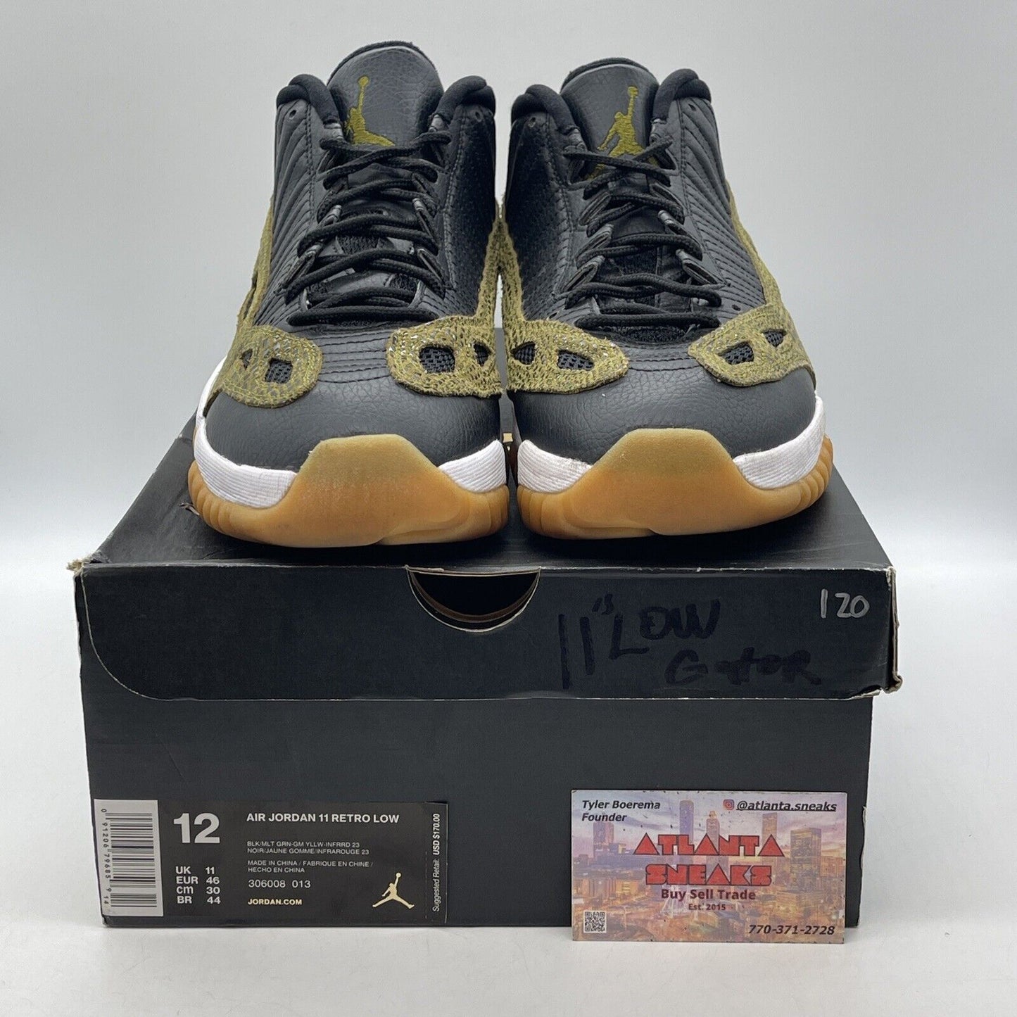Size 12 - Air Jordan 11 IE Low Croc Green Suede Black Leather (306008-013)