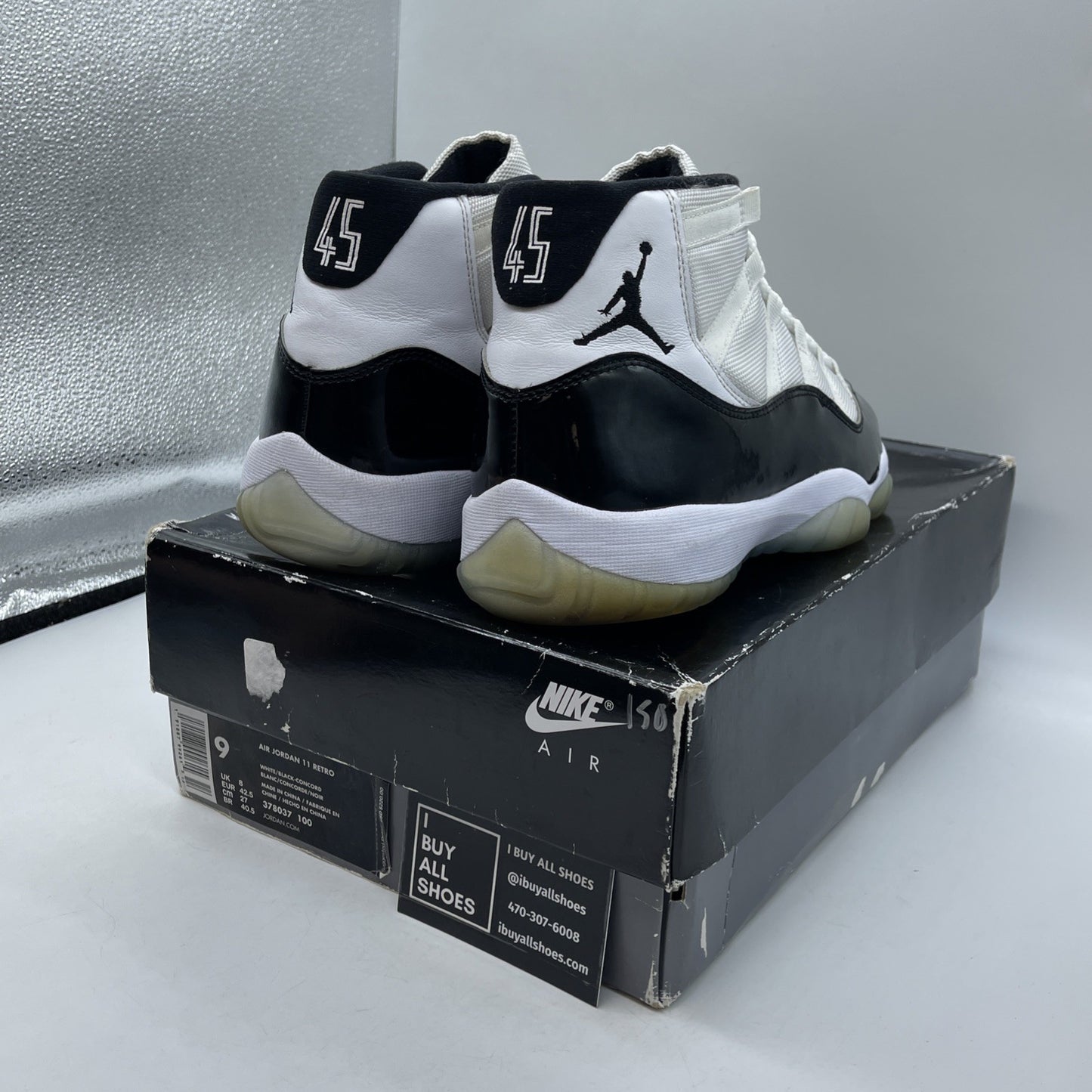 Size 9 - Jordan 11 Retro High Concord Black White Leather (378037-100)