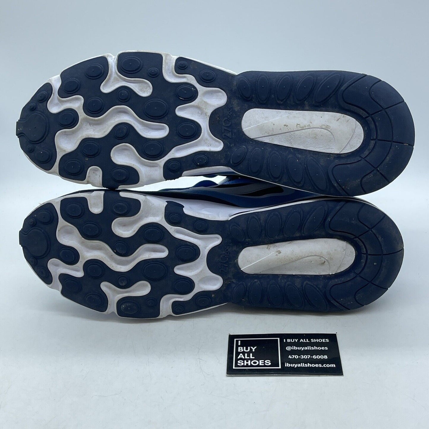 Size 12 - Nike Air Max 270 React Midnight Navy Blue White Suede (CT1264-104)