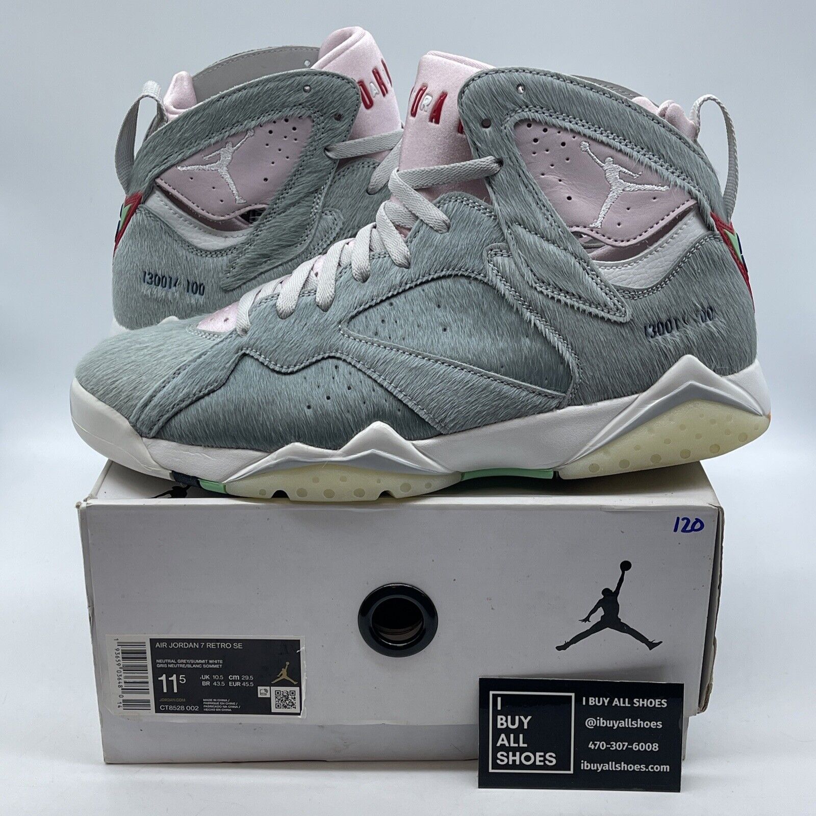 Size 11.5 - Air Jordan 7 Retro SE Hare 2.0 Grey Pink Suede Leather ( CT8528-002)