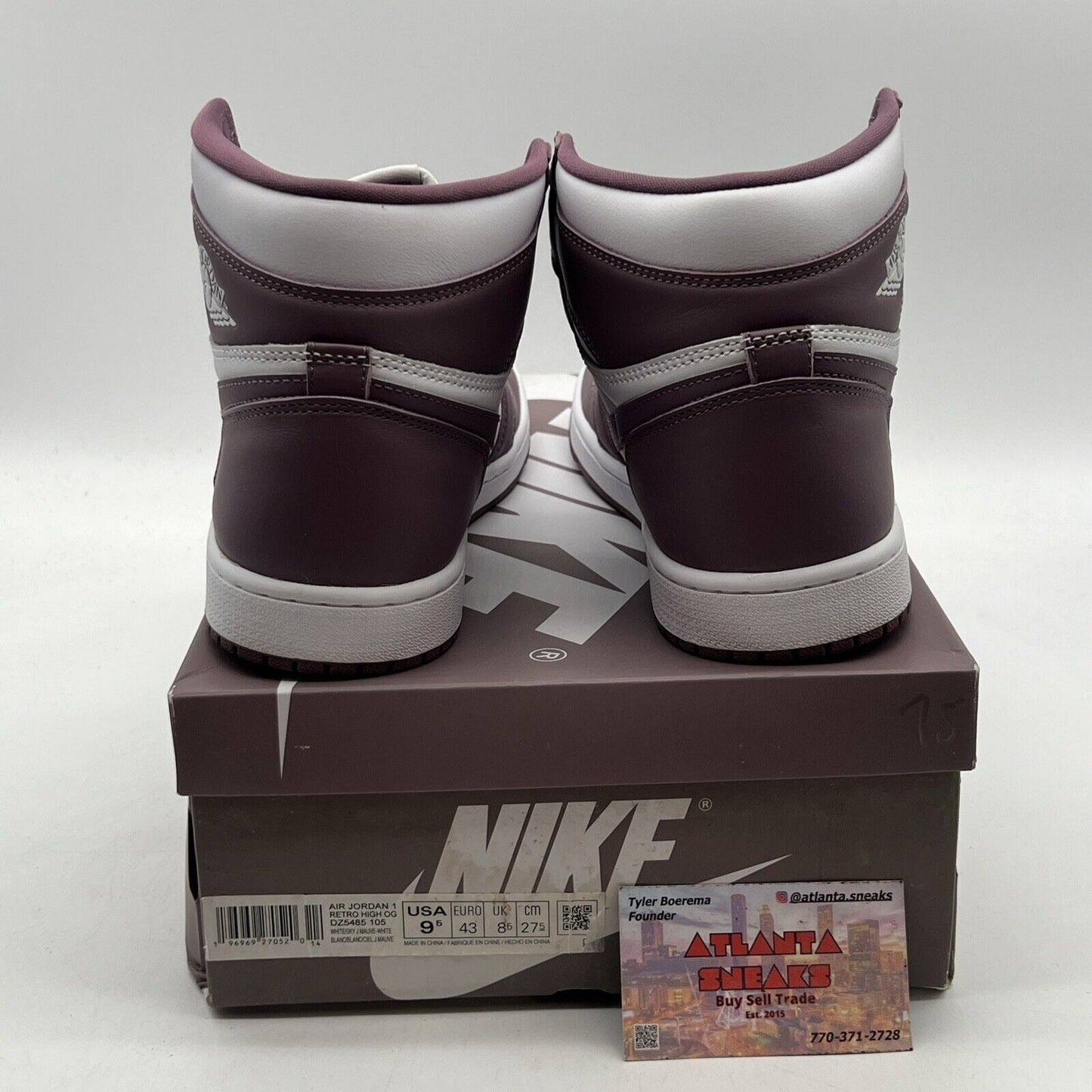 Size 9.5 - Air Jordan 1 Retro OG High Mauve White Leather (DZ5485-105)