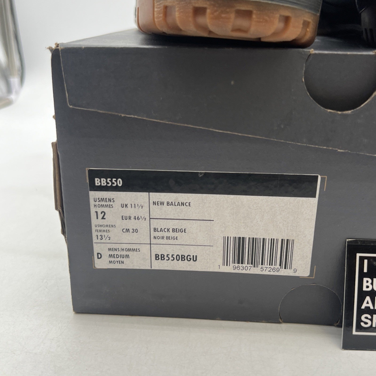 Size 12 - New Balance 550 Black Gum (BB550BGU)