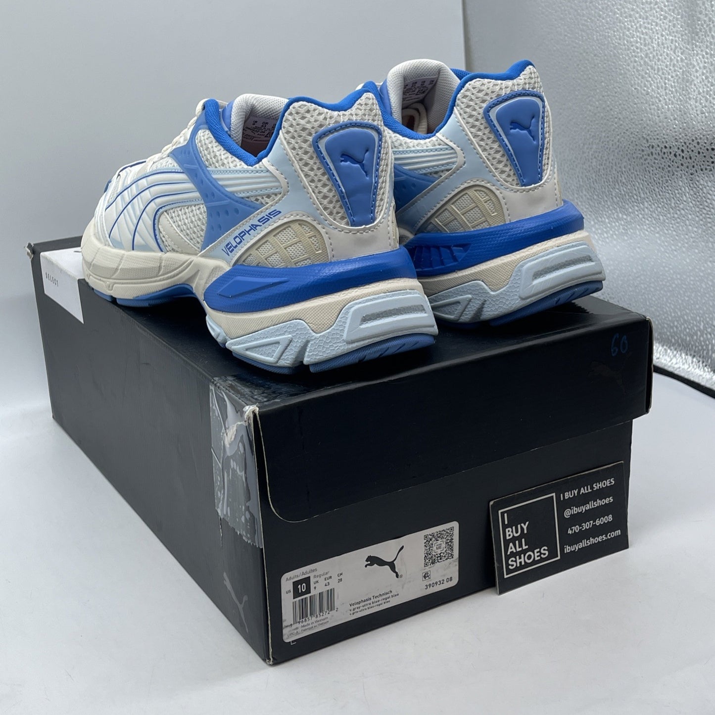 Size 10 - Puma Running Blue Ivory Velophasis Technisch Suede (390932-08)