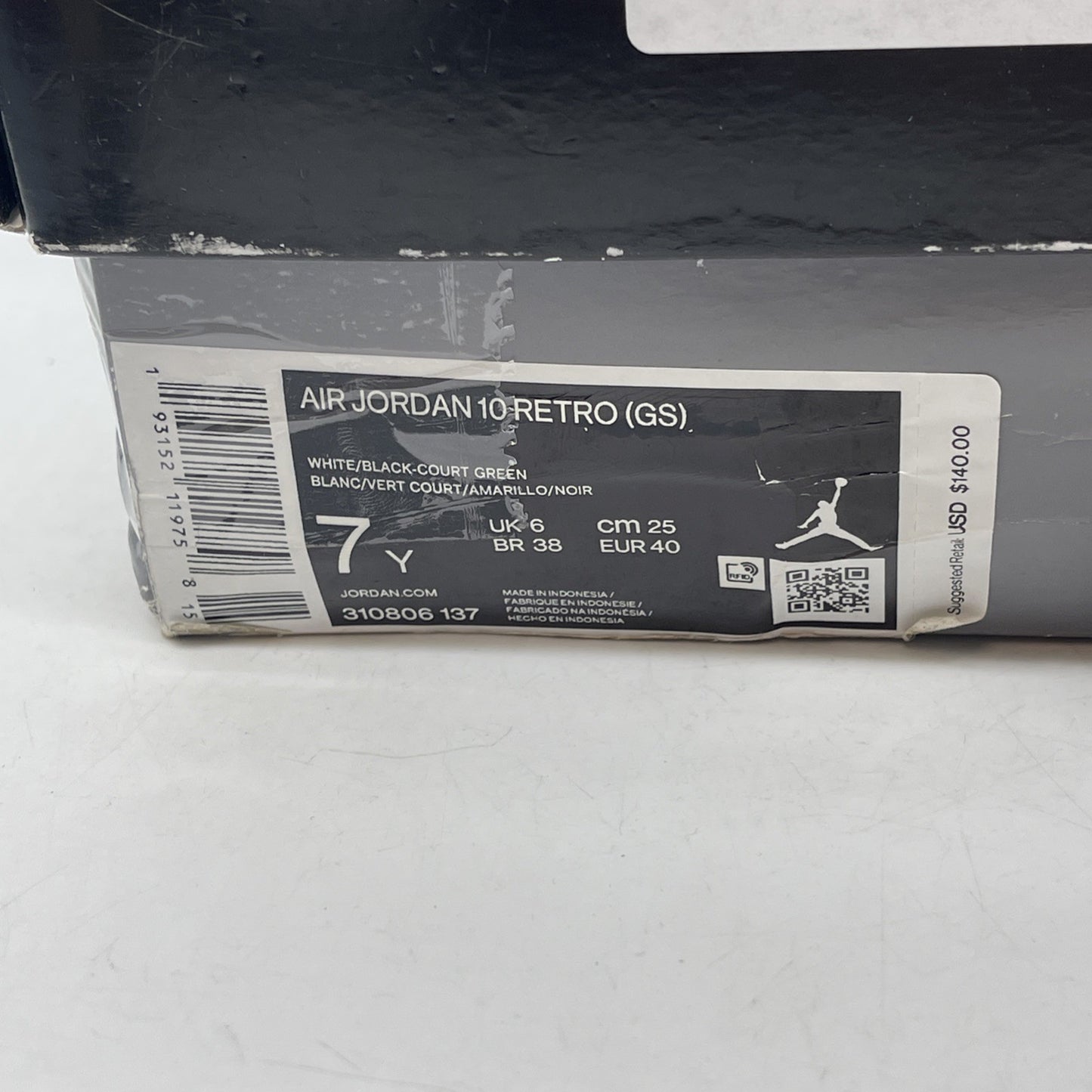 Size 7Y - Air Jordan 10 Retro 2019 Seattle White Black Leather (310806-137)