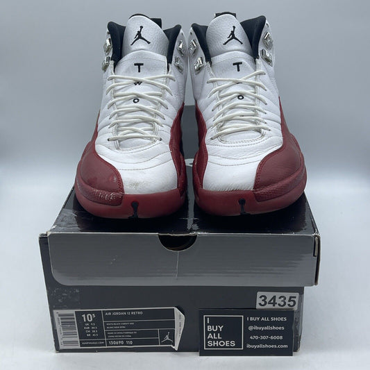 Size 10.5 - Air Jordan 12 Retro 2009 Cherry Black White Leather (130690-110)