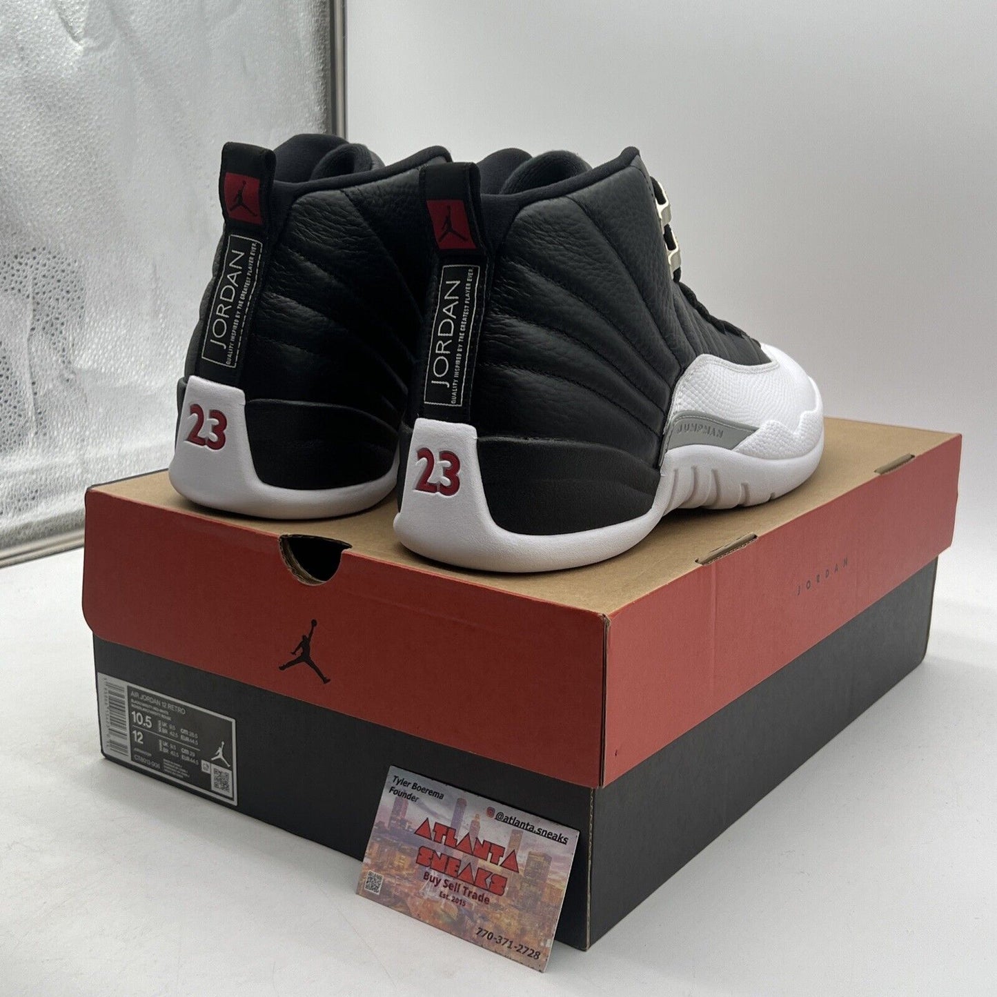Size 10.5 - Jordan 12 Retro Mid Playoff Black White Leather (CT8013-006)