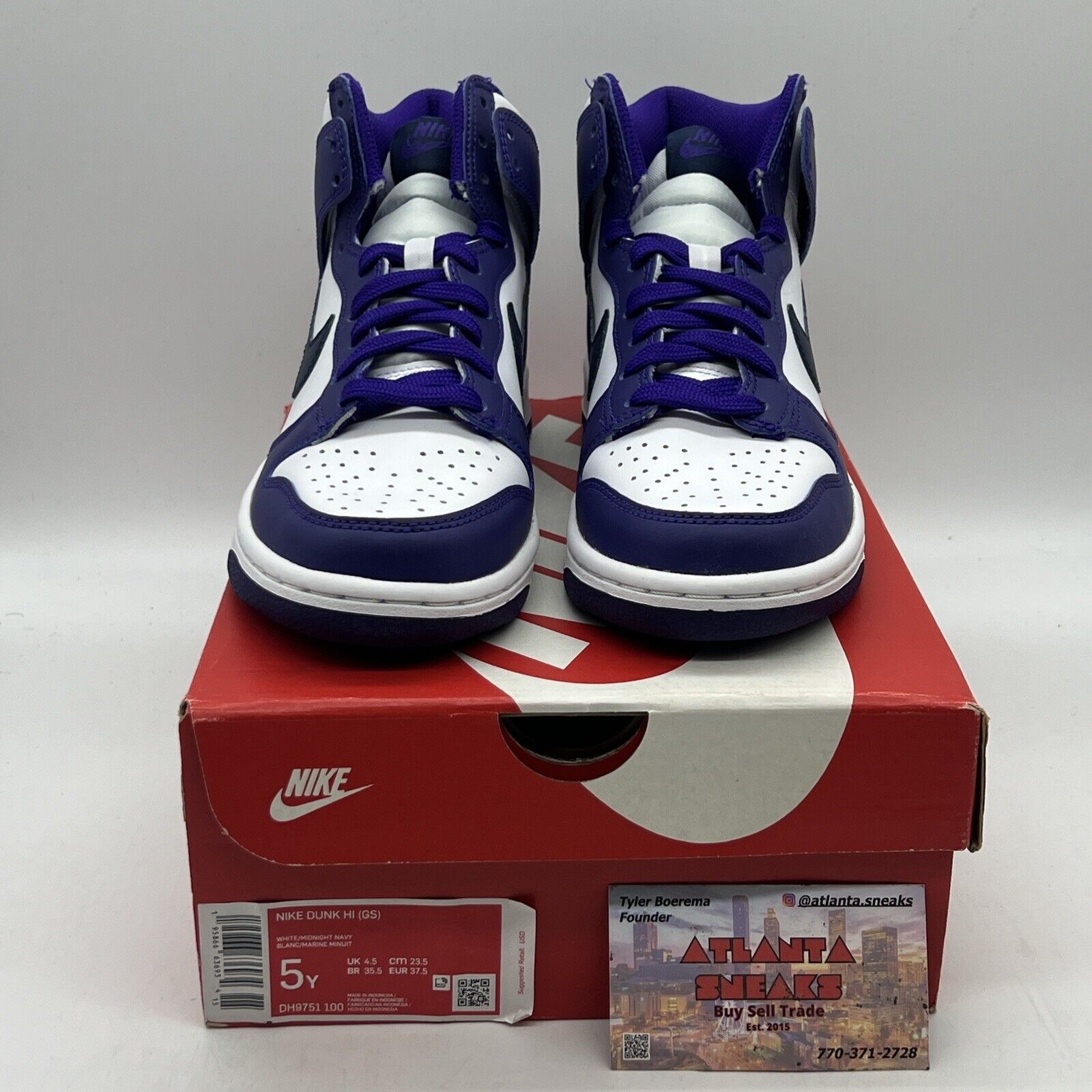 Size 5y - Nike Dunk High Retro ‘Electro Purple-Midnight Navy-White’ Brand New