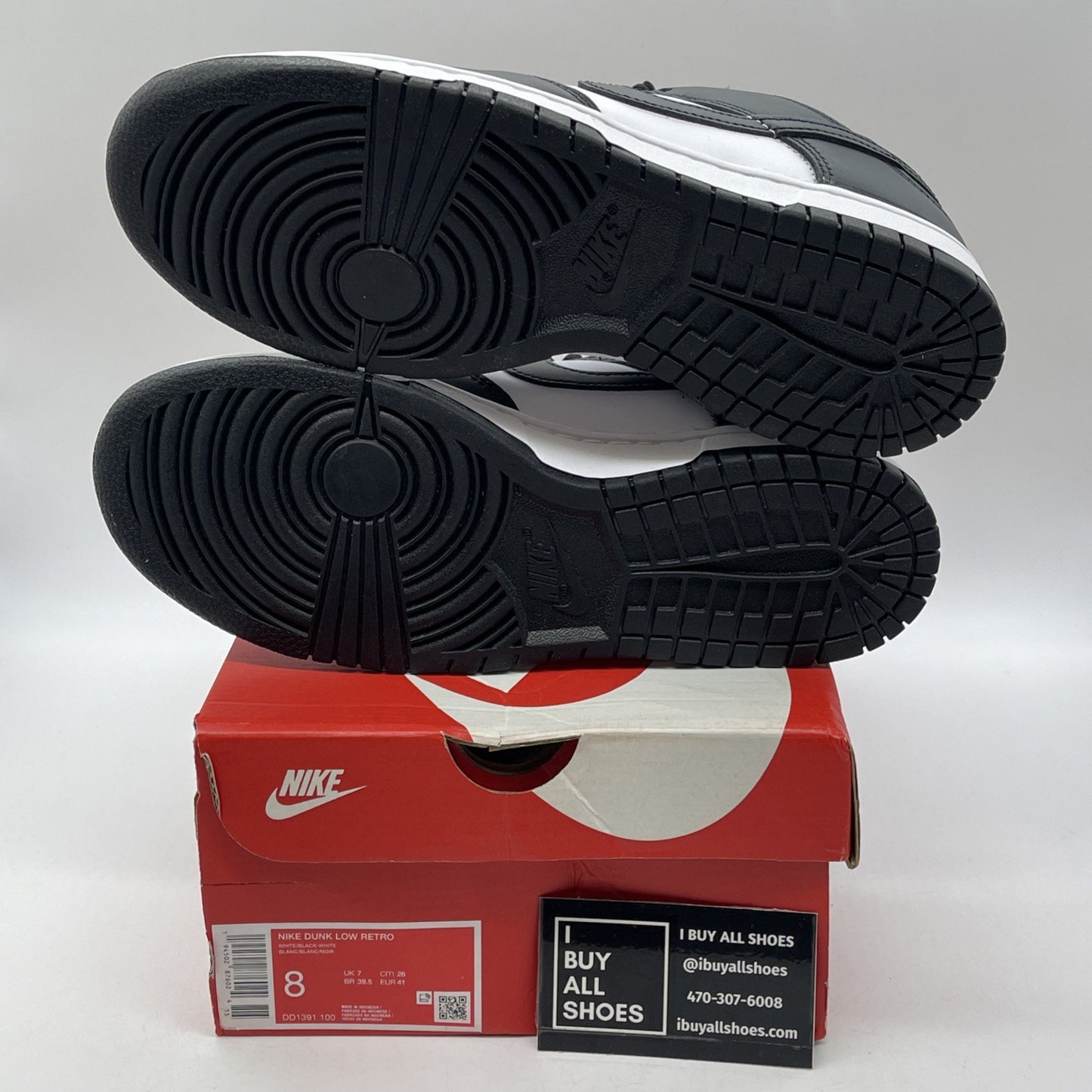 Size 8 - Nike Dunk Low Black White Leather (DD1391-100)