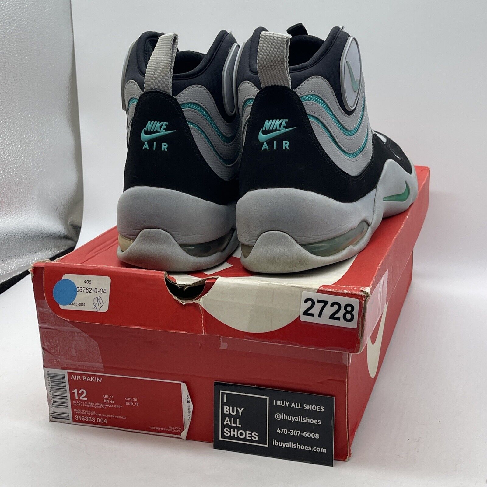 Size 12 - Nike Air Bakin Gray Black Blue Suede (316383-004)