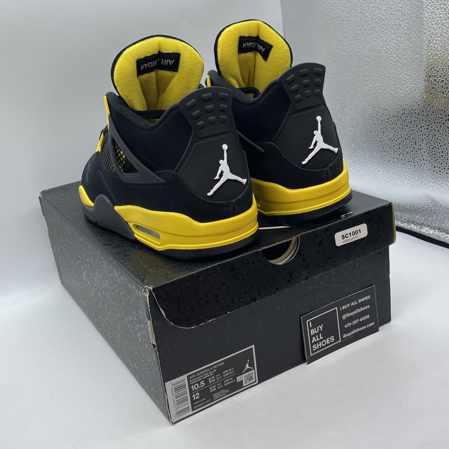 Size 10.5 - Jordan 4 Retro Mid Thunder Black Yellow White Suede (DH6927-017)
