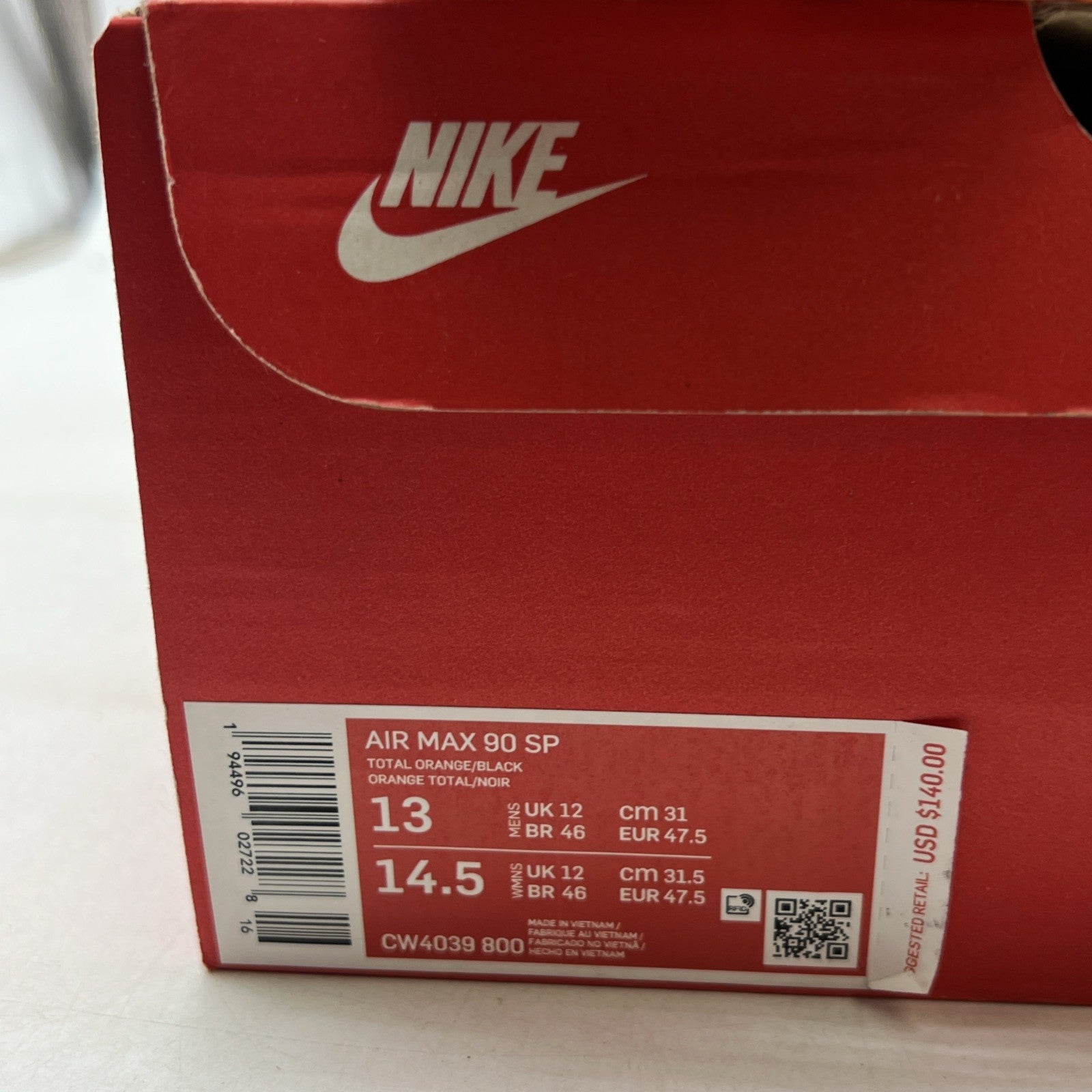 Size 13 - Nike Air Max 90 Orange Camo (CW4039-800)