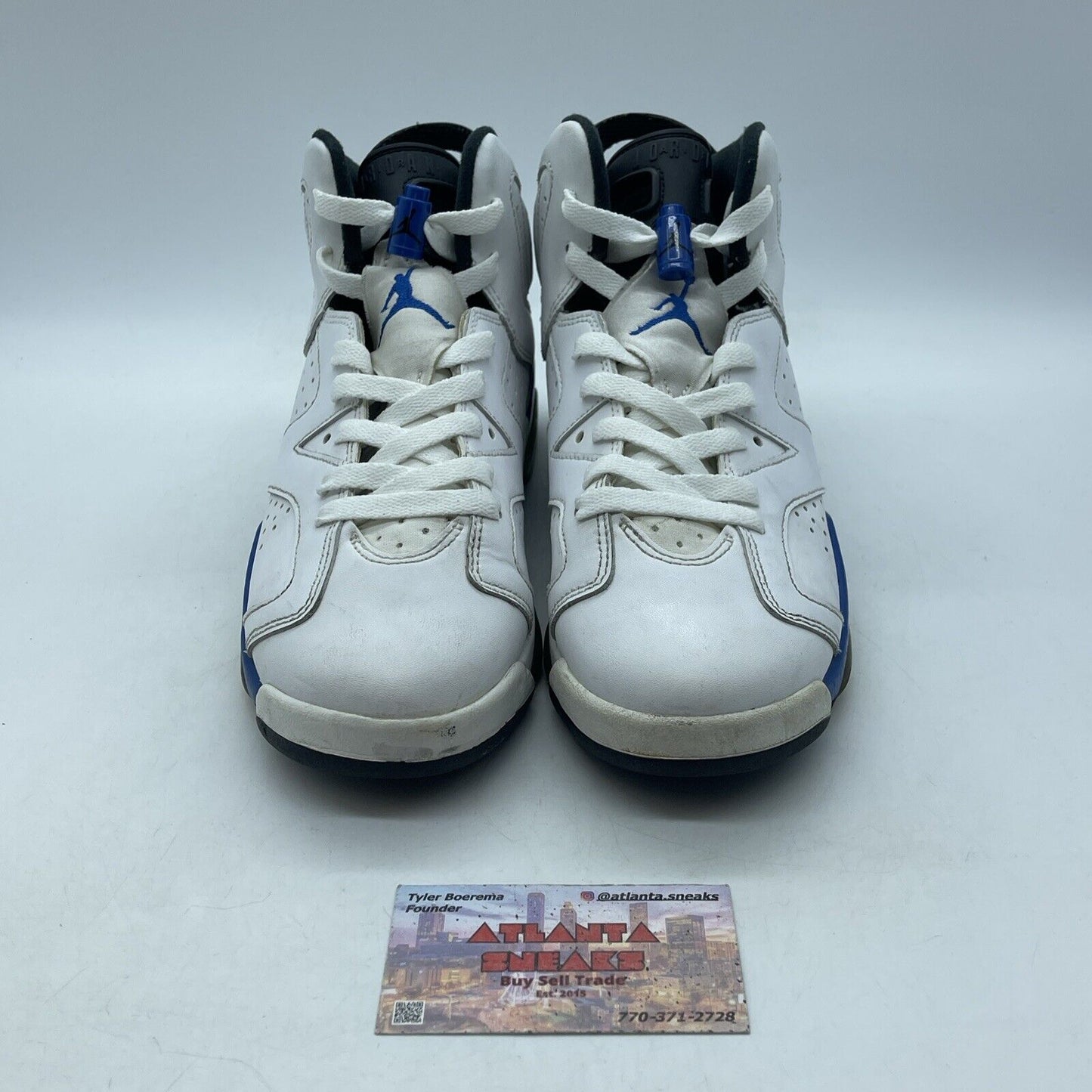 Size 7Y (GS) - Jordan 6 Retro Mid Sport Blue White Leather (384665-107)