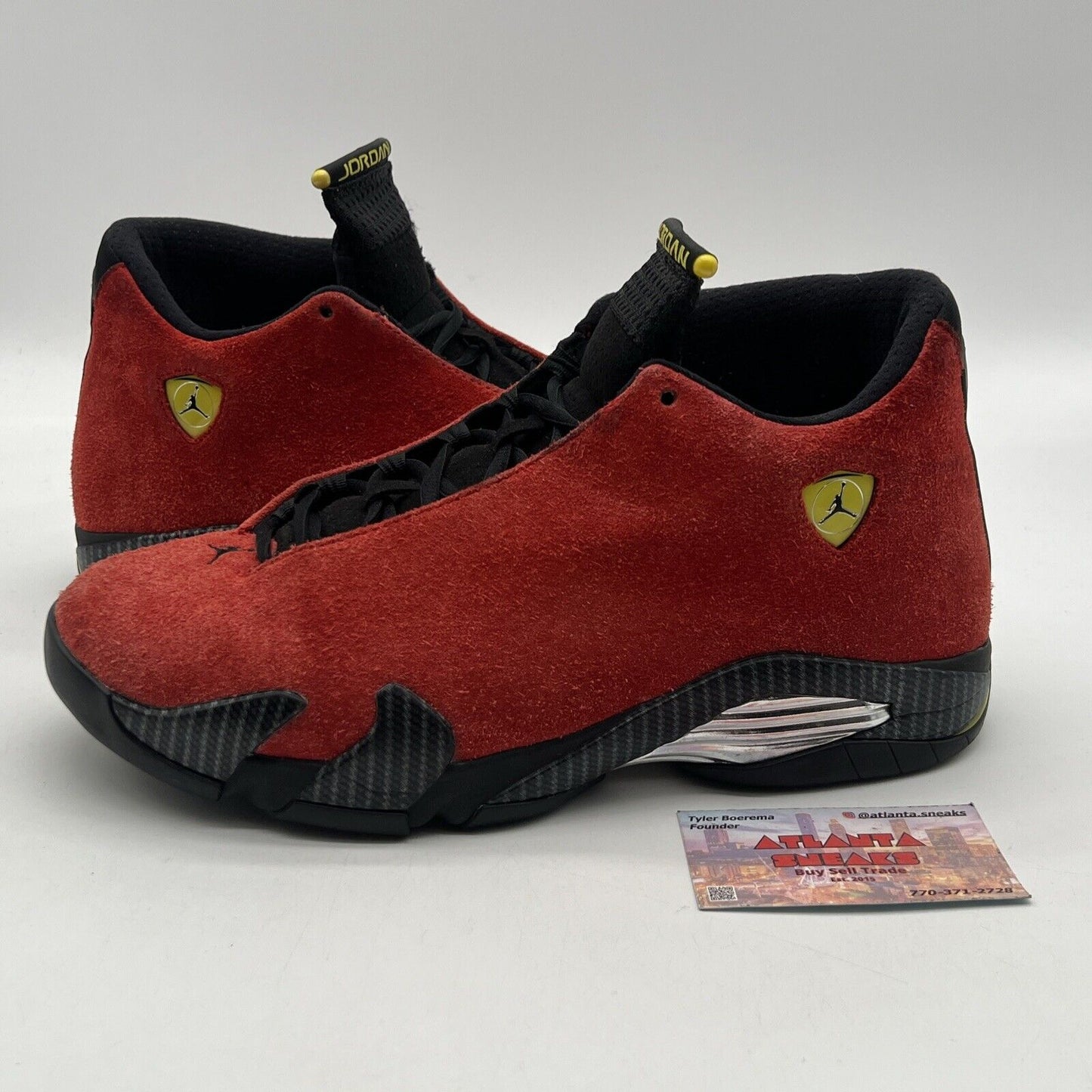 Size 11 - Air Jordan 14 Retro Ferrari Black Yellow Red Suede Silver (654459-670)