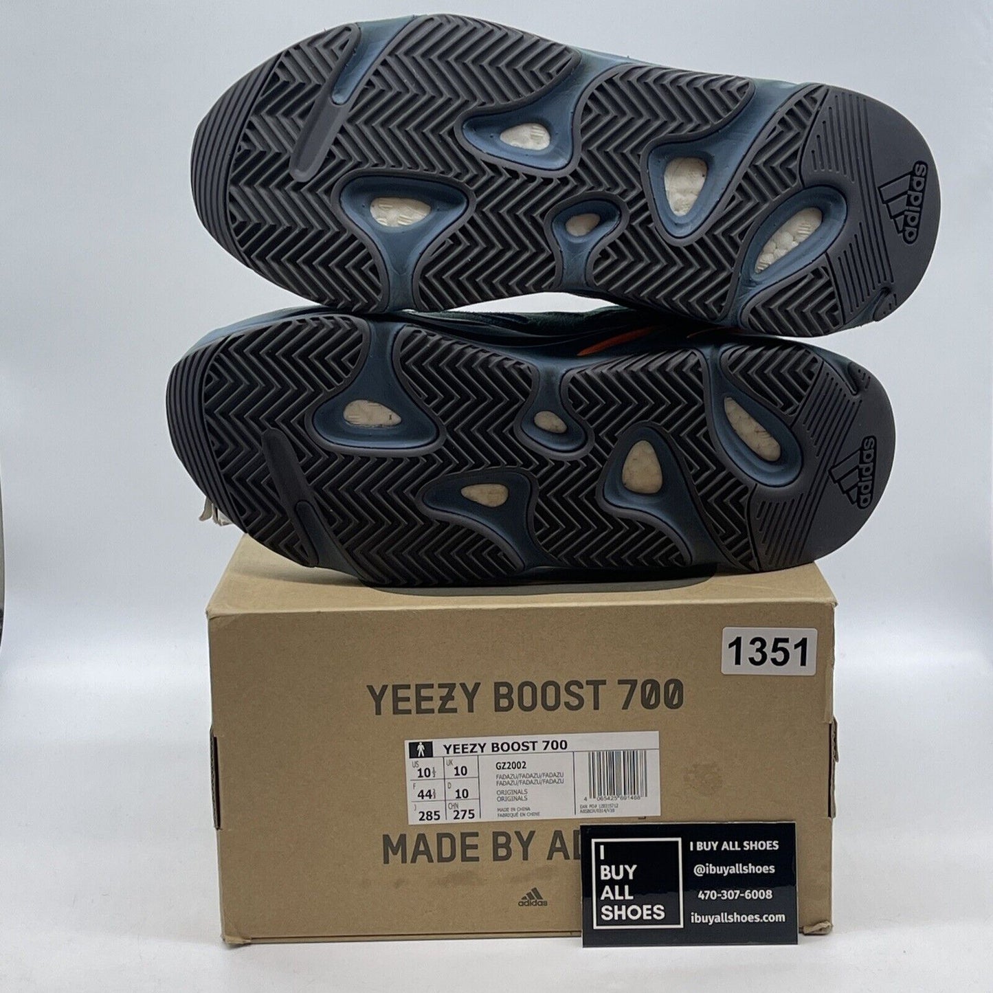 Size 10.5 - adidas Yeezy Boost 700 Faded Azure Blue Orange Suede Leather -GZ2002