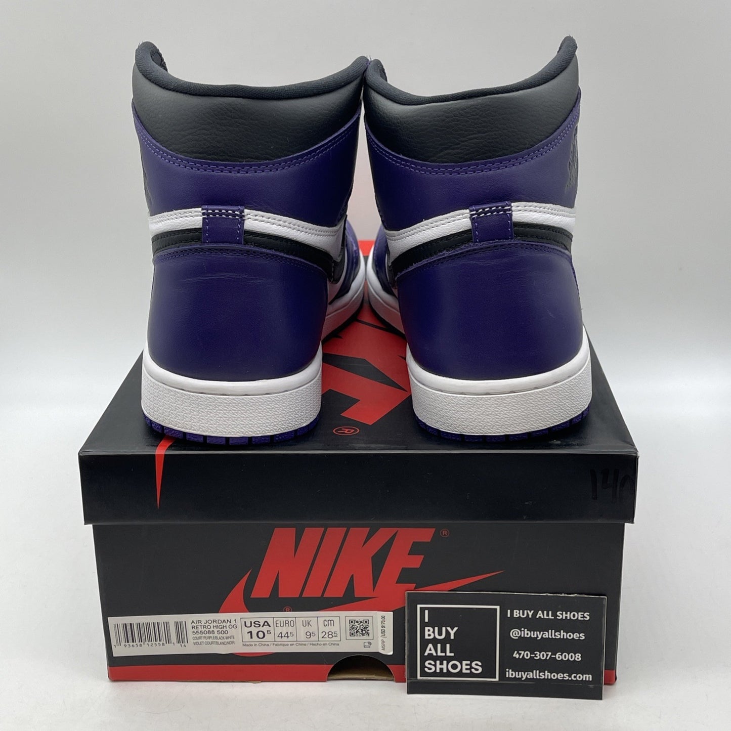 Size 10.5 - Jordan 1 Retro OG High Court Purple 2.0 White Leather (555088-500)